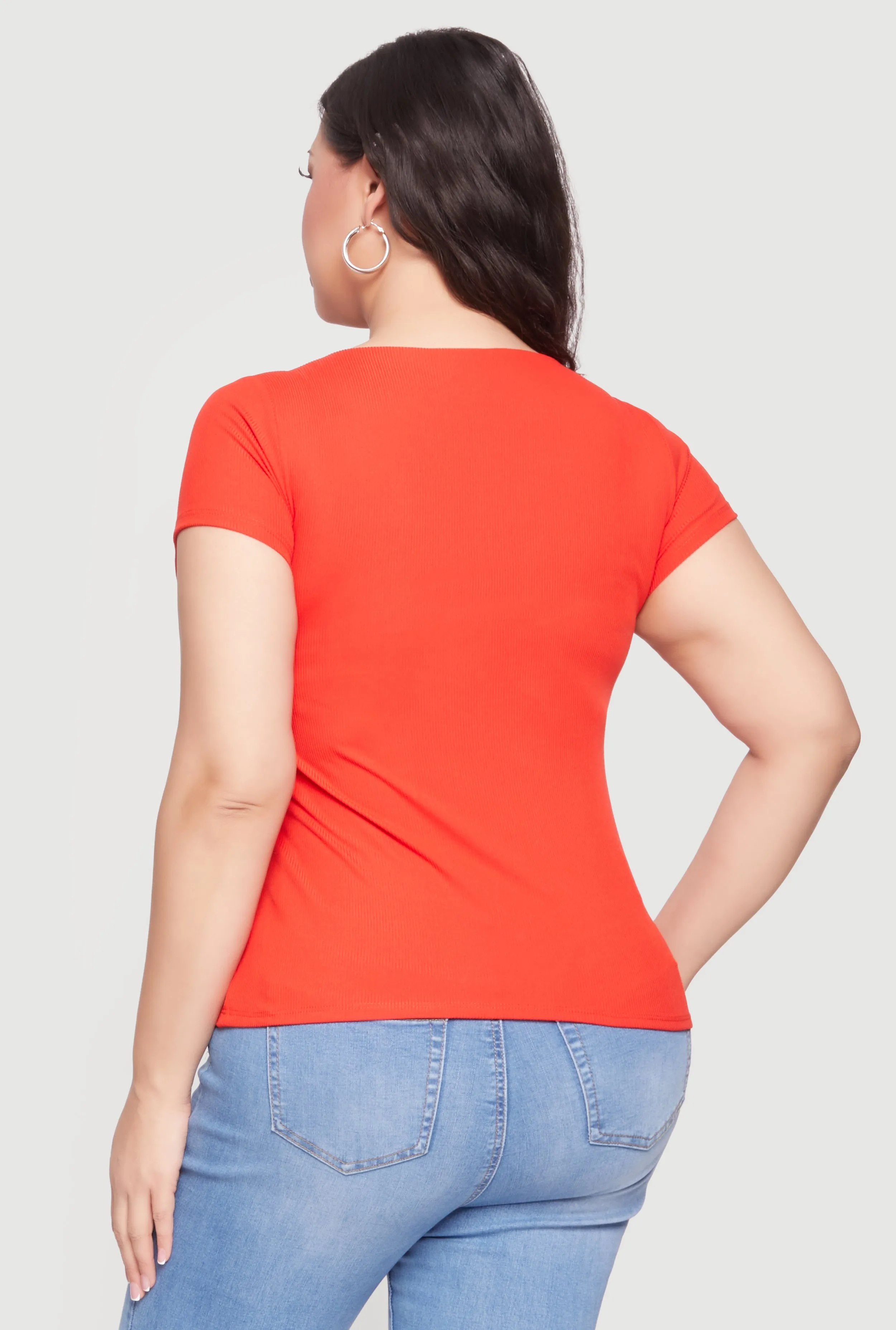 Plus Size Rib Knit Short Sleeve Sweetheart Top sold by Rainbow product image thumbnail 5