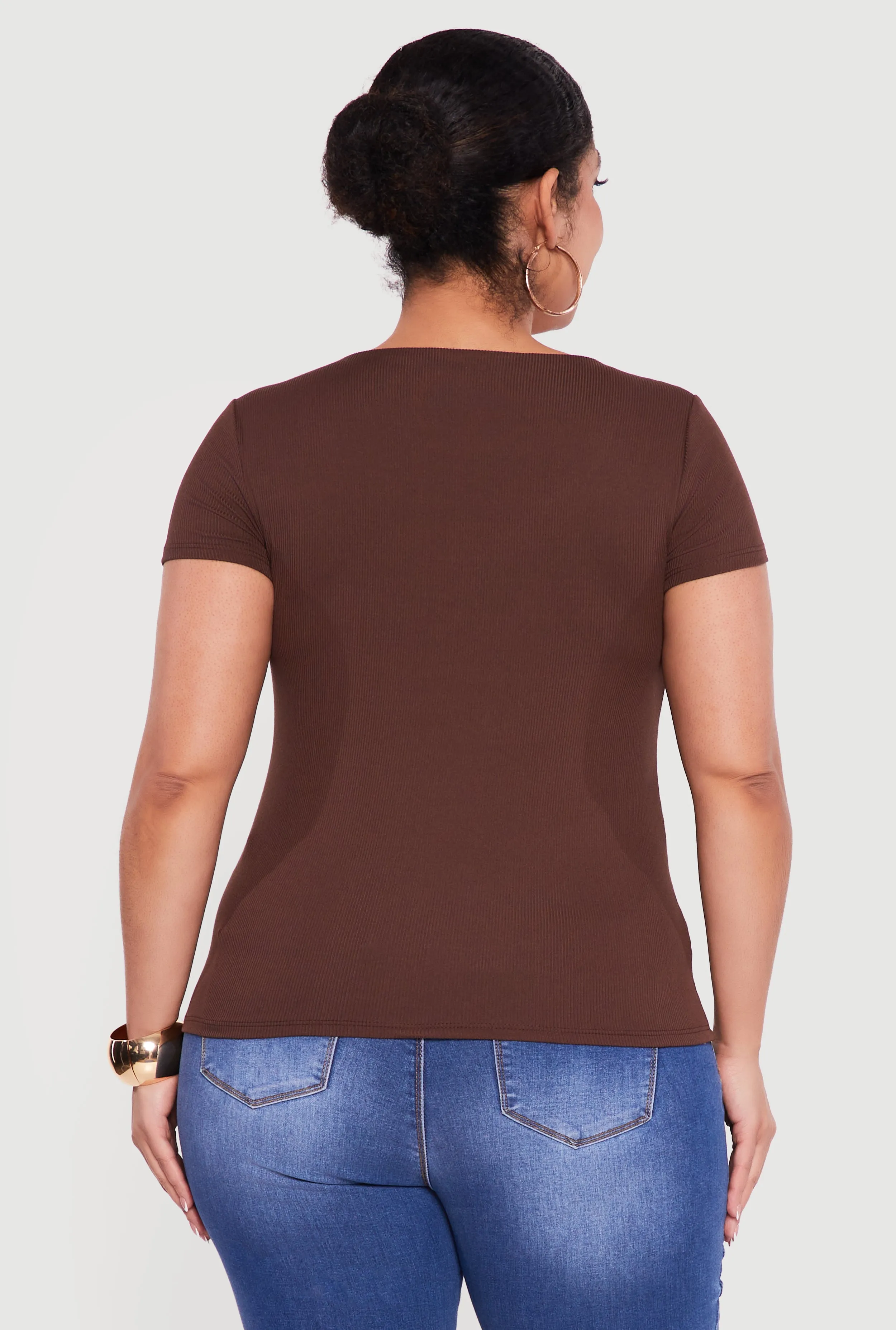 Plus Size Rib Knit Short Sleeve Sweetheart Top sold by Rainbow product image thumbnail 5