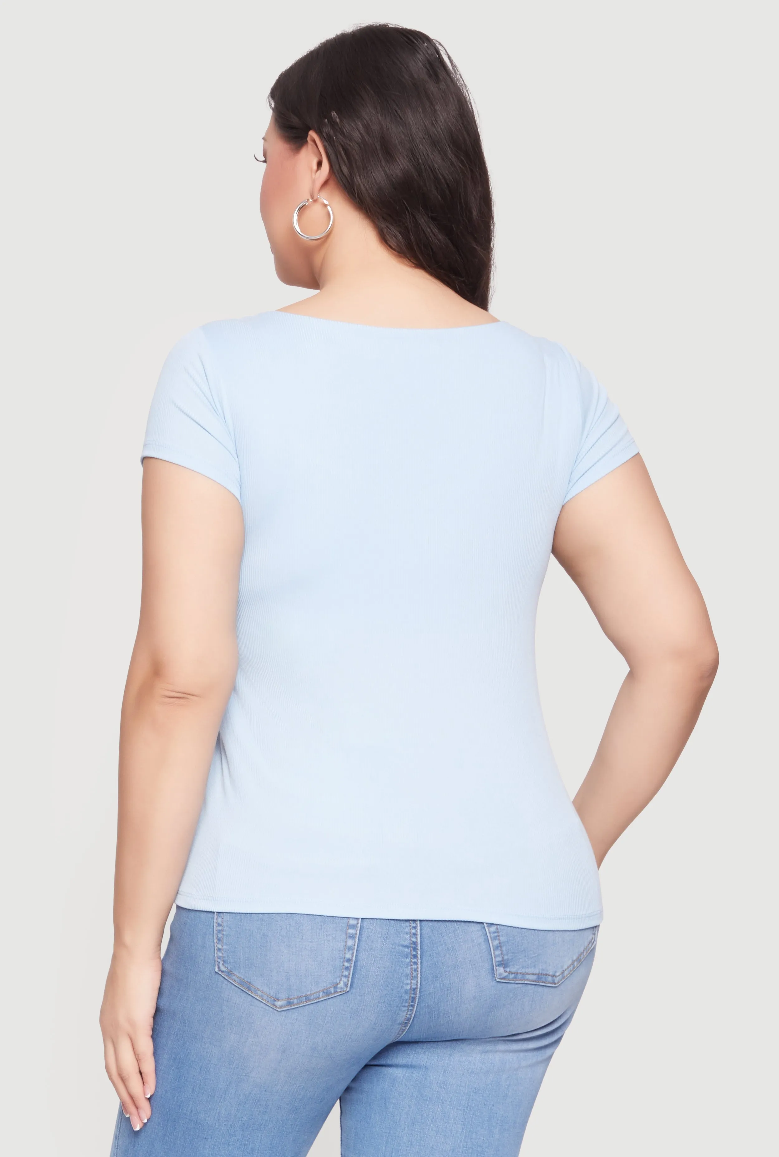 Plus Size Rib Knit Short Sleeve Sweetheart Top sold by Rainbow product image thumbnail 5