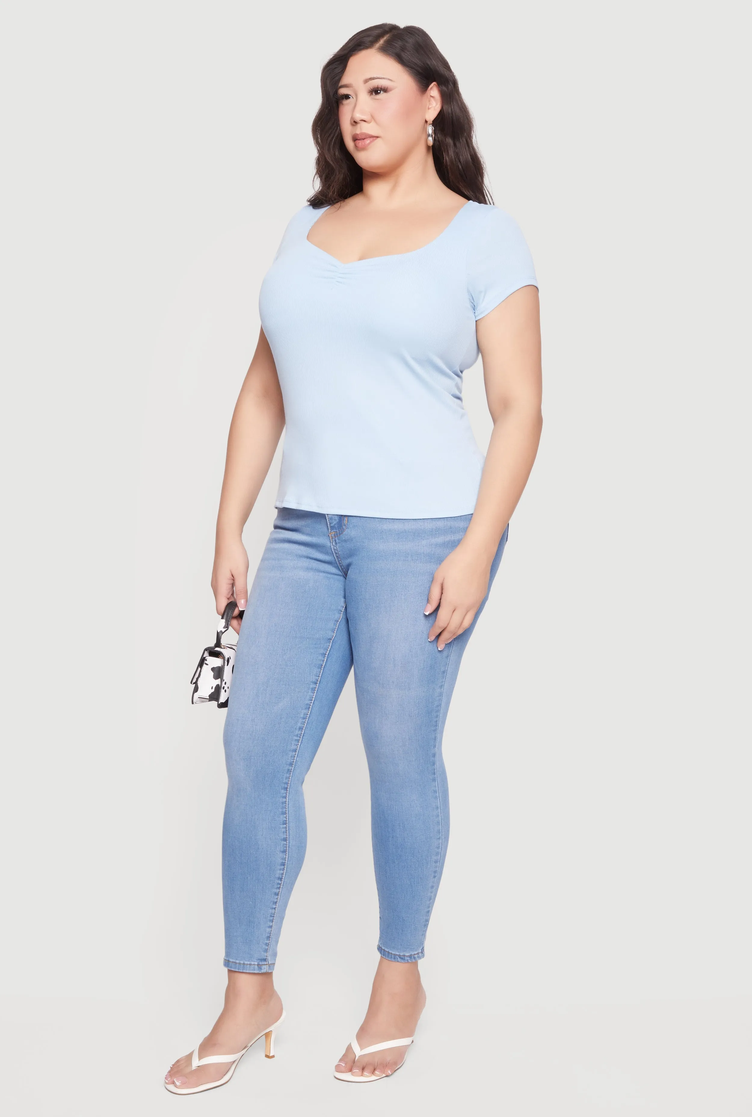 Plus Size Rib Knit Short Sleeve Sweetheart Top sold by Rainbow product image thumbnail 3