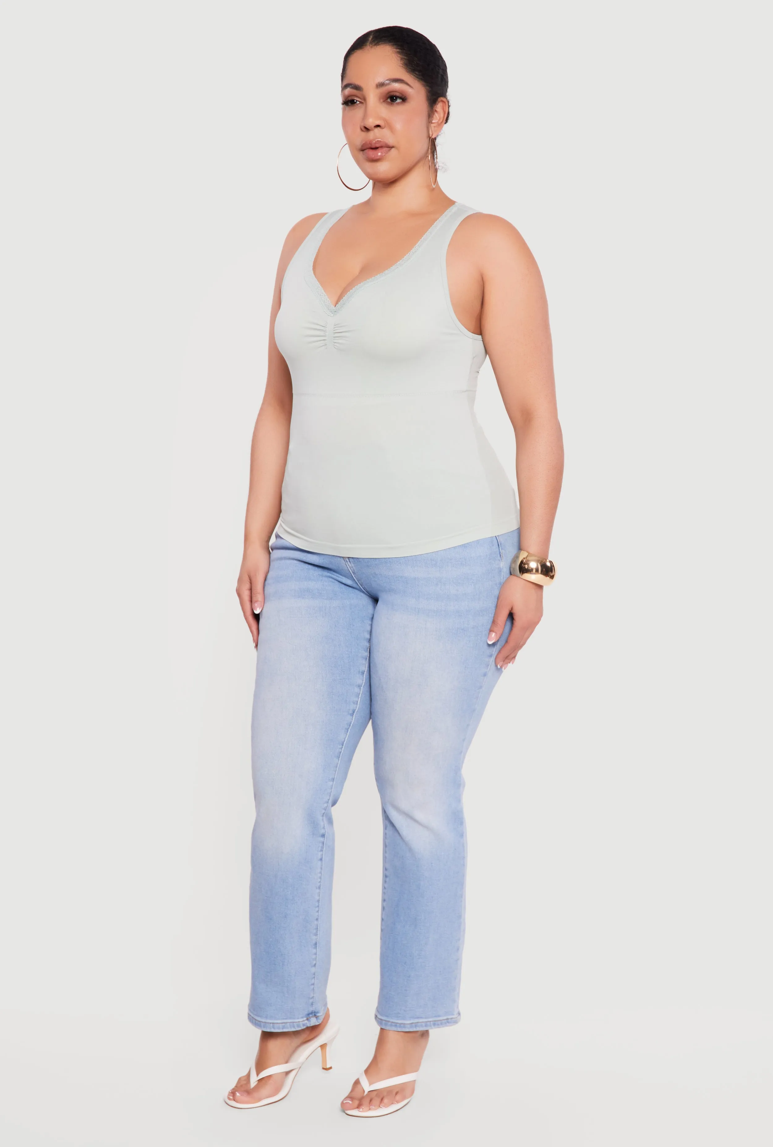 Plus Size Lace Trim V-Neck Tank Top sold by Rainbow product image thumbnail 3