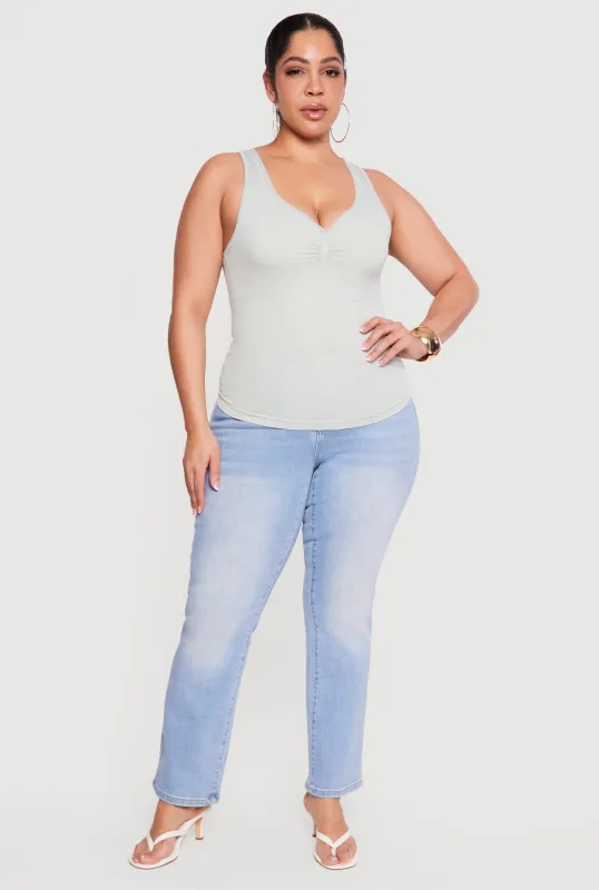 Plus Size Lace Trim V-Neck Tank Top sold by Rainbow