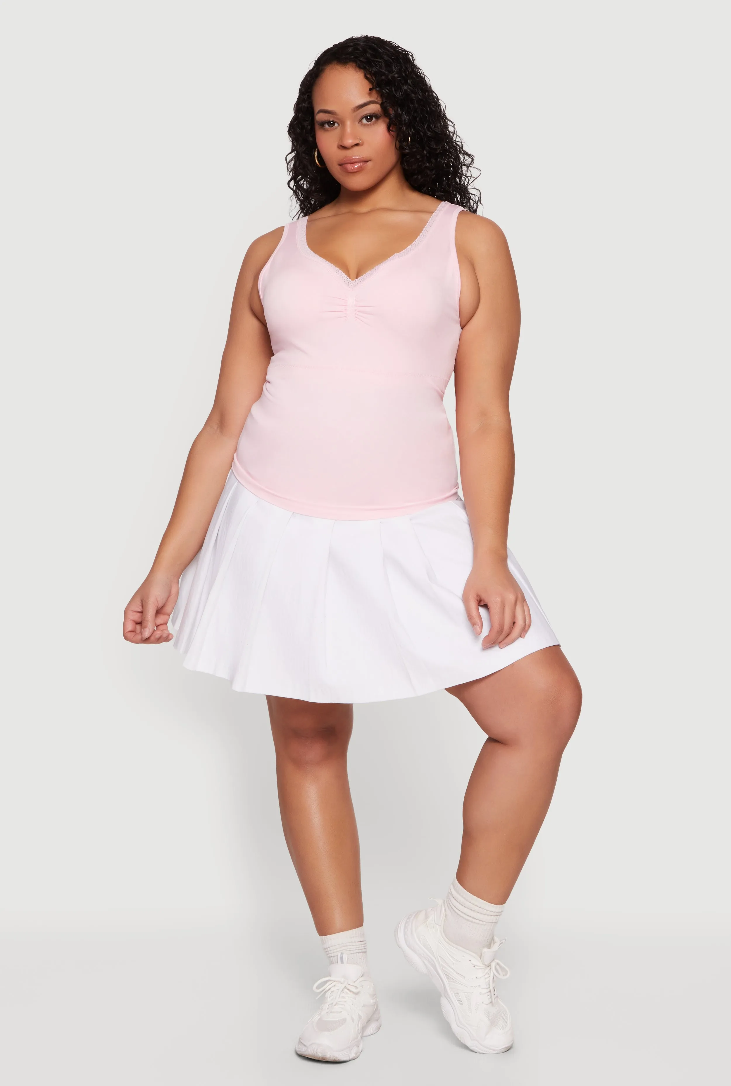 Plus Size Lace Trim V-Neck Tank Top sold by Rainbow