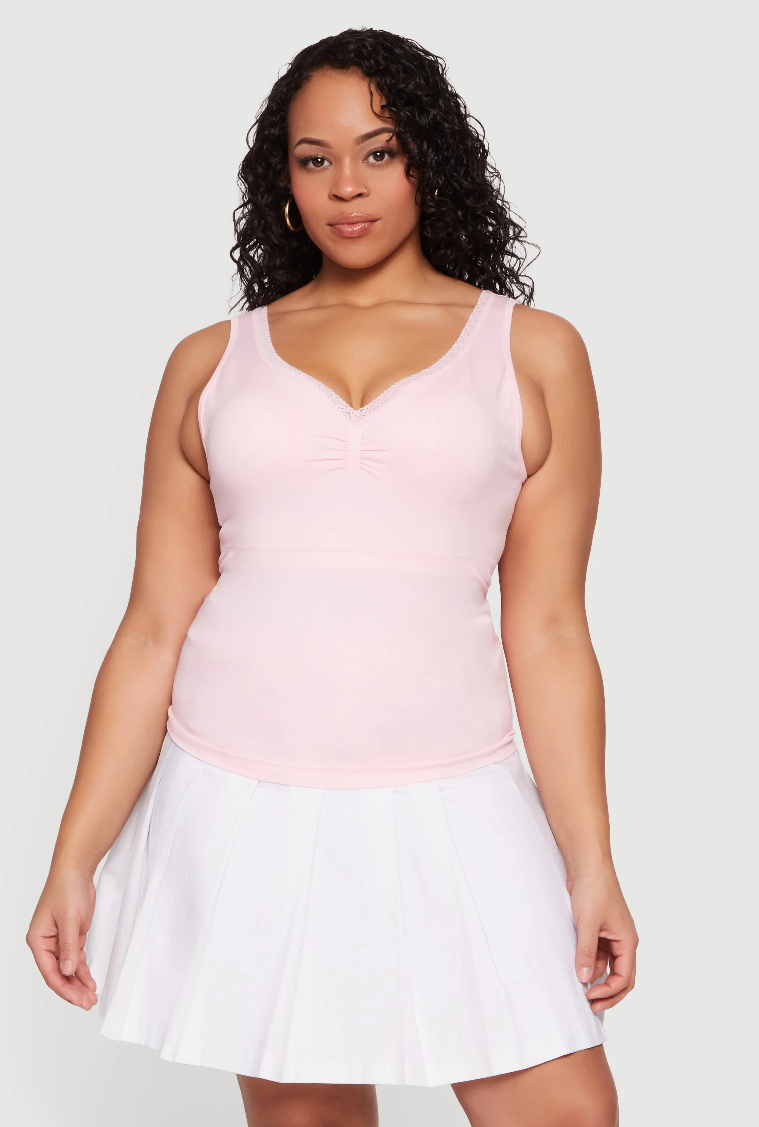 Plus Size Lace Trim V-Neck Tank Top sold by Rainbow product image thumbnail 2