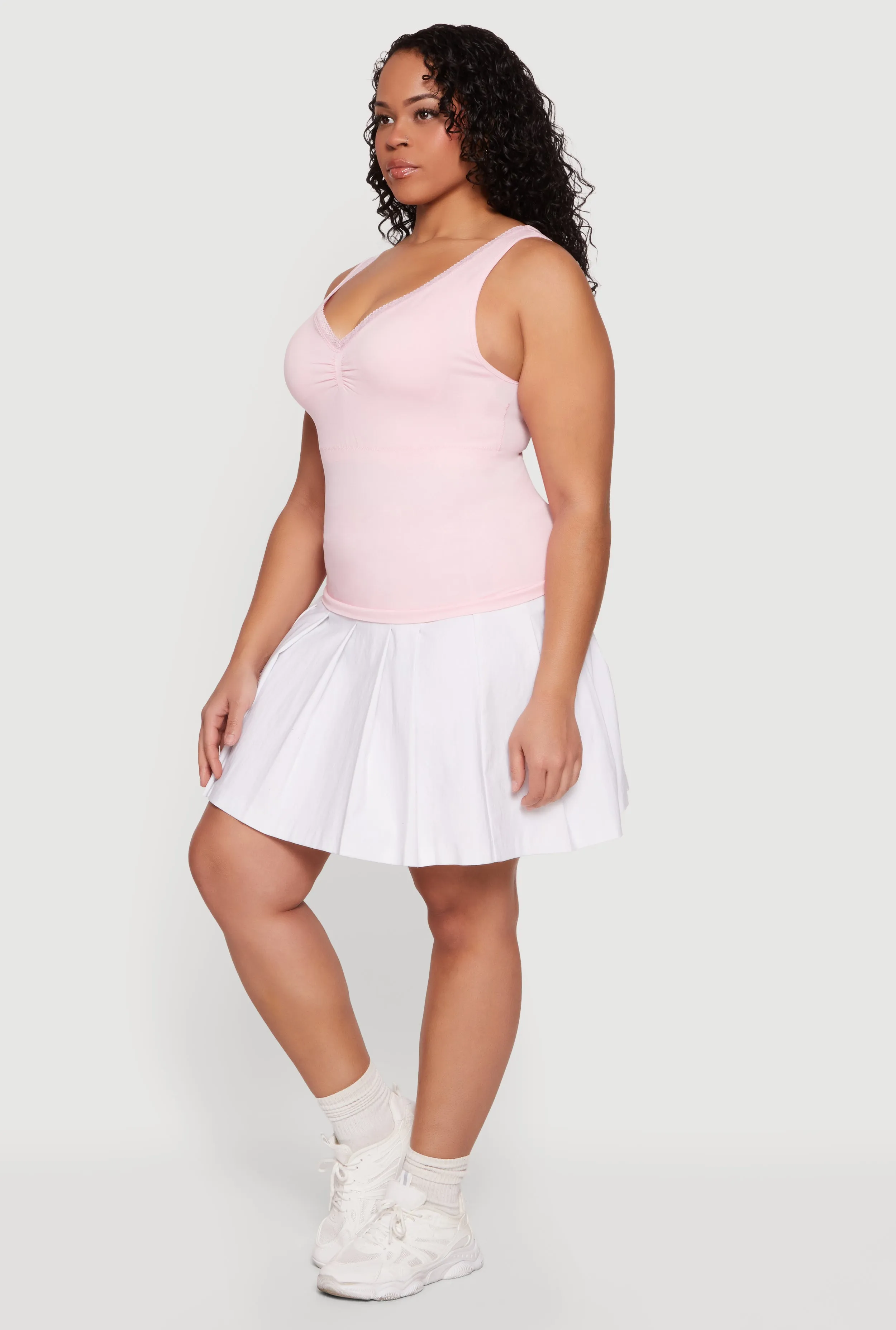 Plus Size Lace Trim V-Neck Tank Top sold by Rainbow product image thumbnail 3