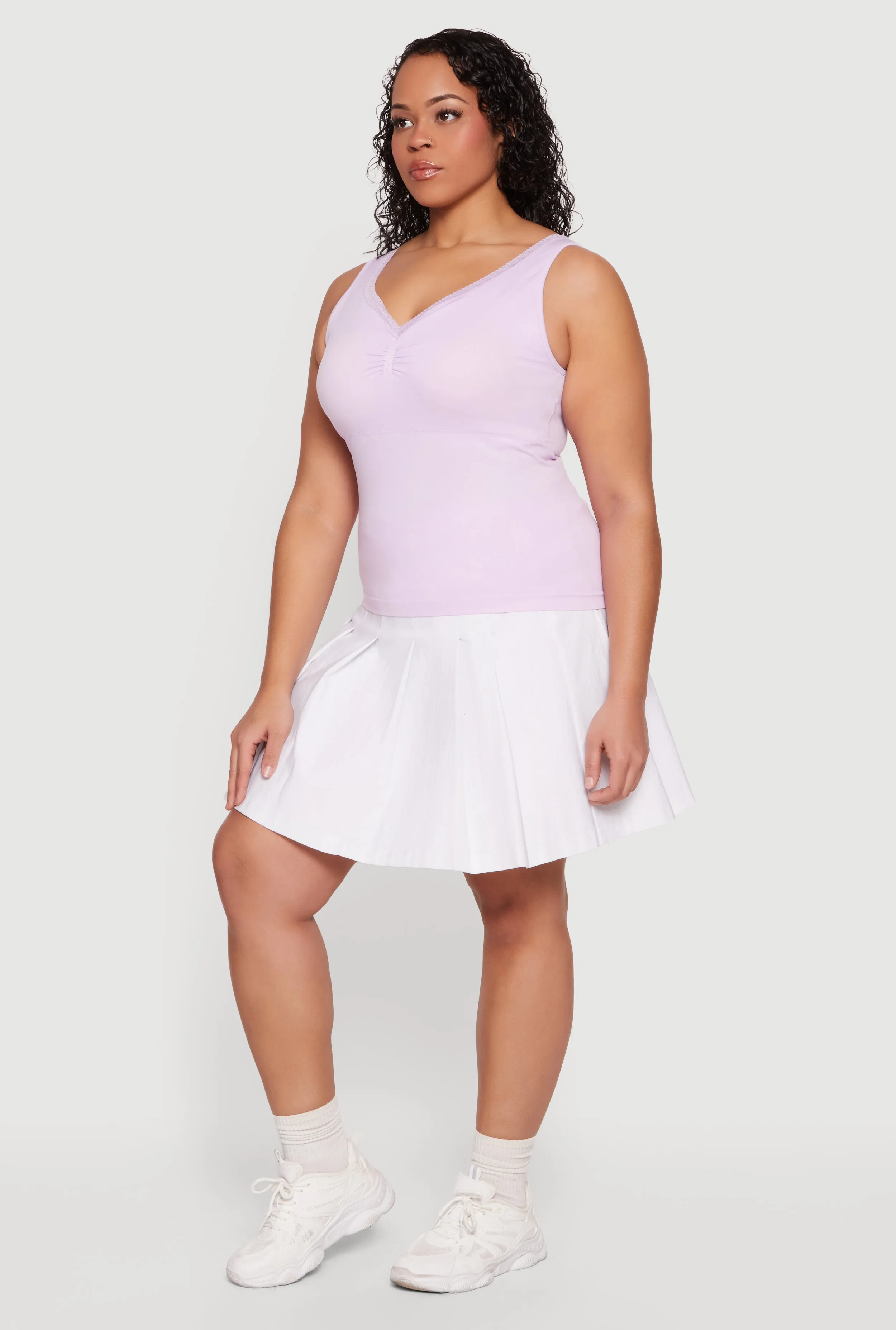 Plus Size Lace Trim V-Neck Tank Top sold by Rainbow product image thumbnail 3