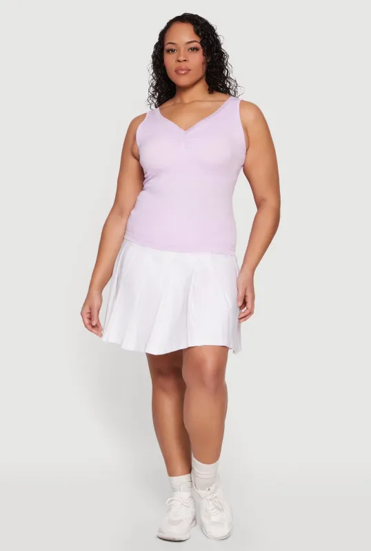 Plus Size Lace Trim V-Neck Tank Top sold by Rainbow