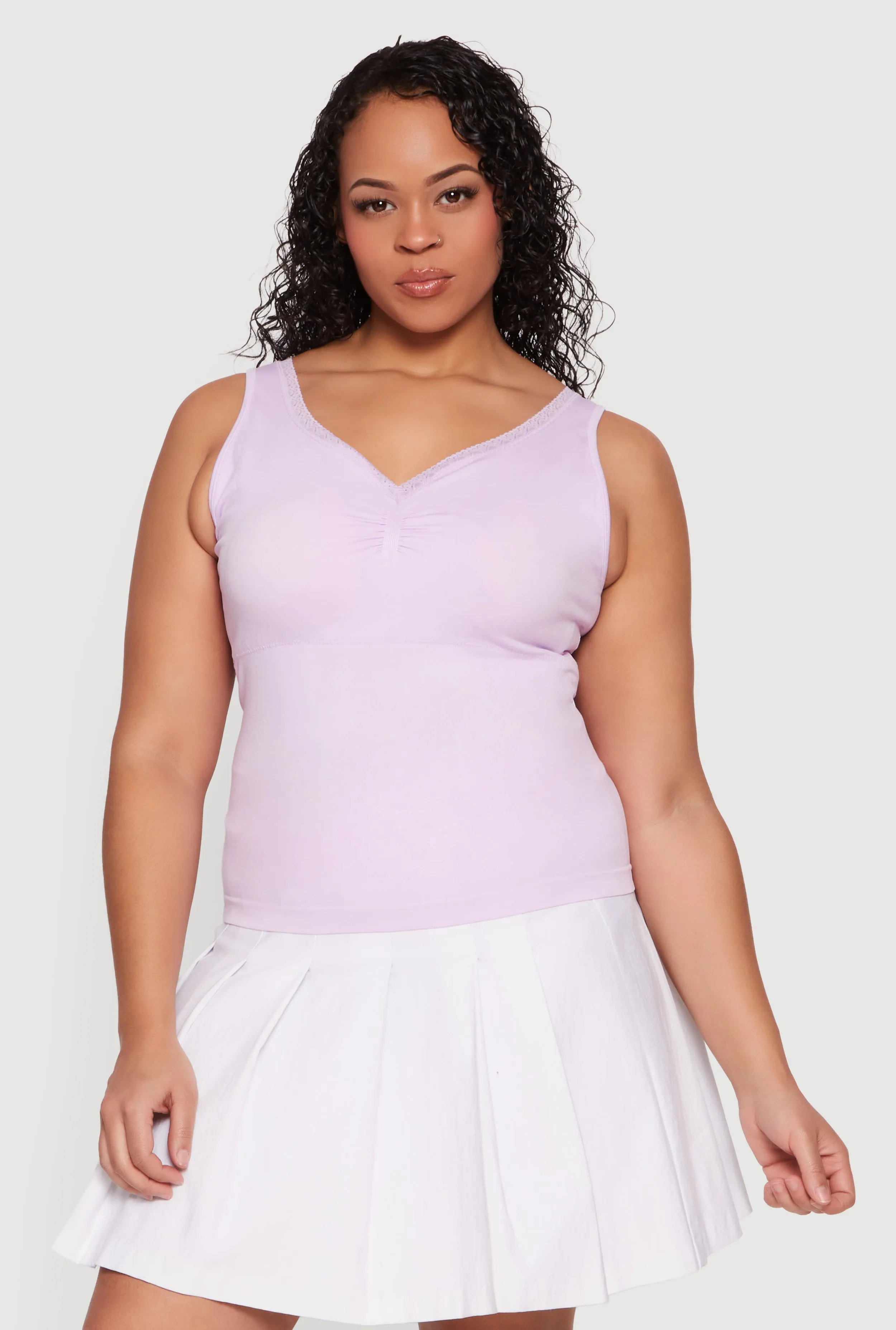 Plus Size Lace Trim V-Neck Tank Top sold by Rainbow product image thumbnail 2