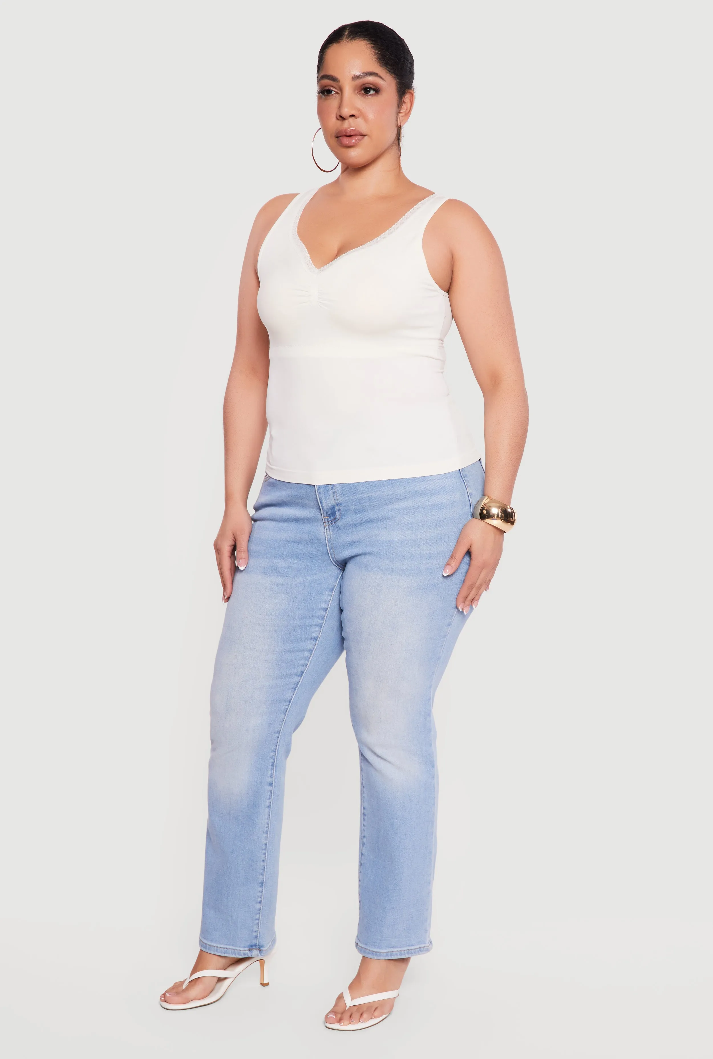 Plus Size Lace Trim V-Neck Tank Top sold by Rainbow product image thumbnail 3