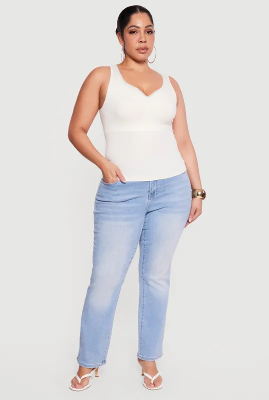 Plus Size Lace Trim V-Neck Tank Top sold by Rainbow