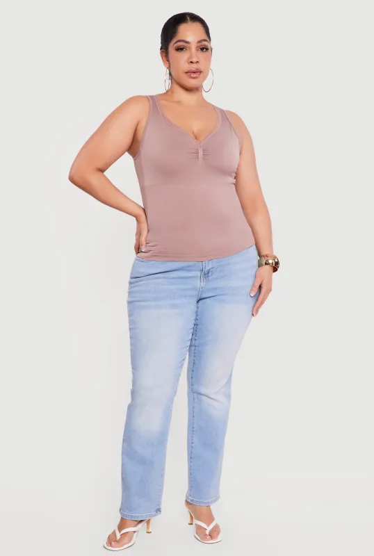 Plus Size Lace Trim V-Neck Tank Top sold by Rainbow