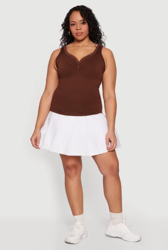 Plus Size Lace Trim V-Neck Tank Top sold by Rainbow