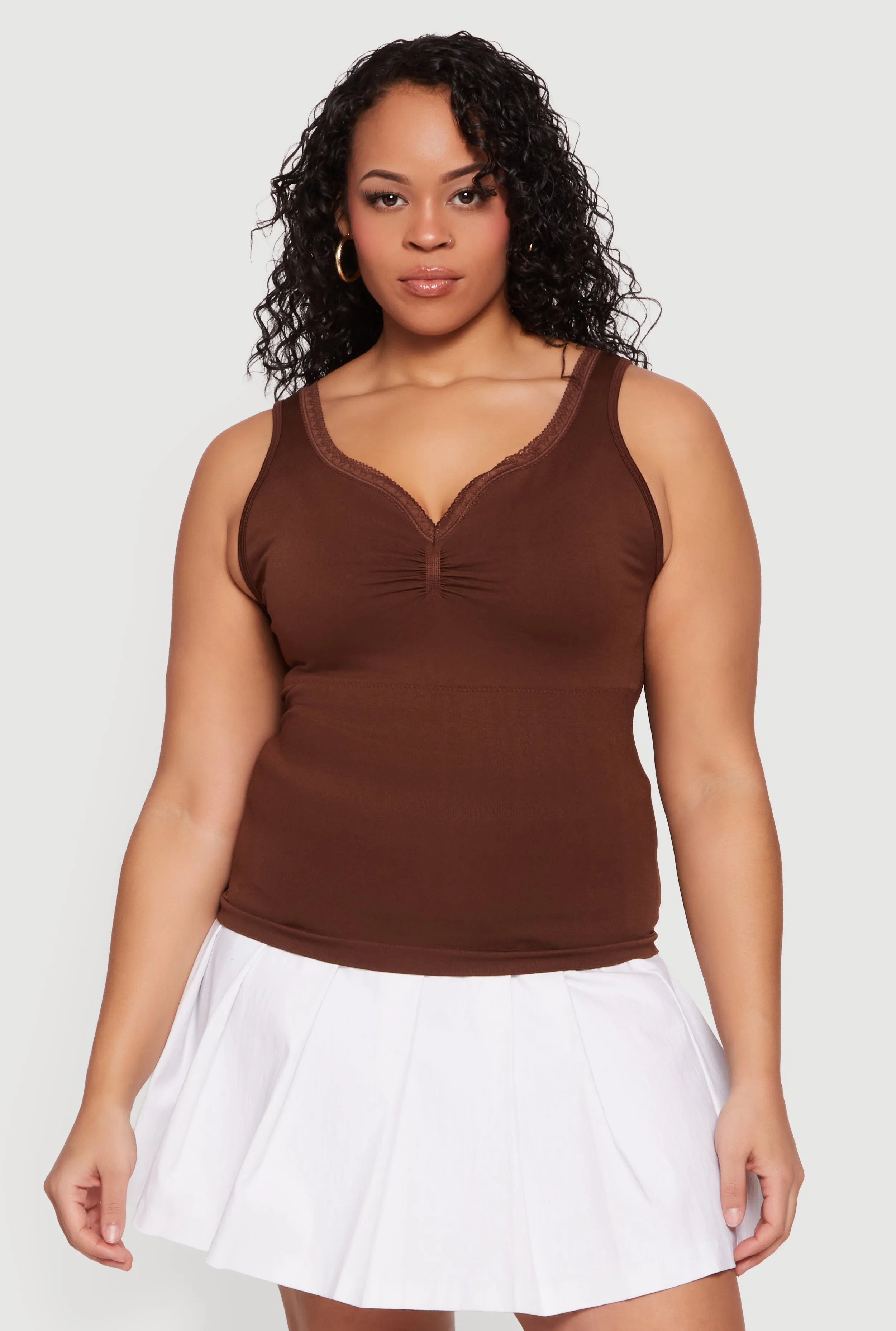 Plus Size Lace Trim V-Neck Tank Top sold by Rainbow product image thumbnail 2