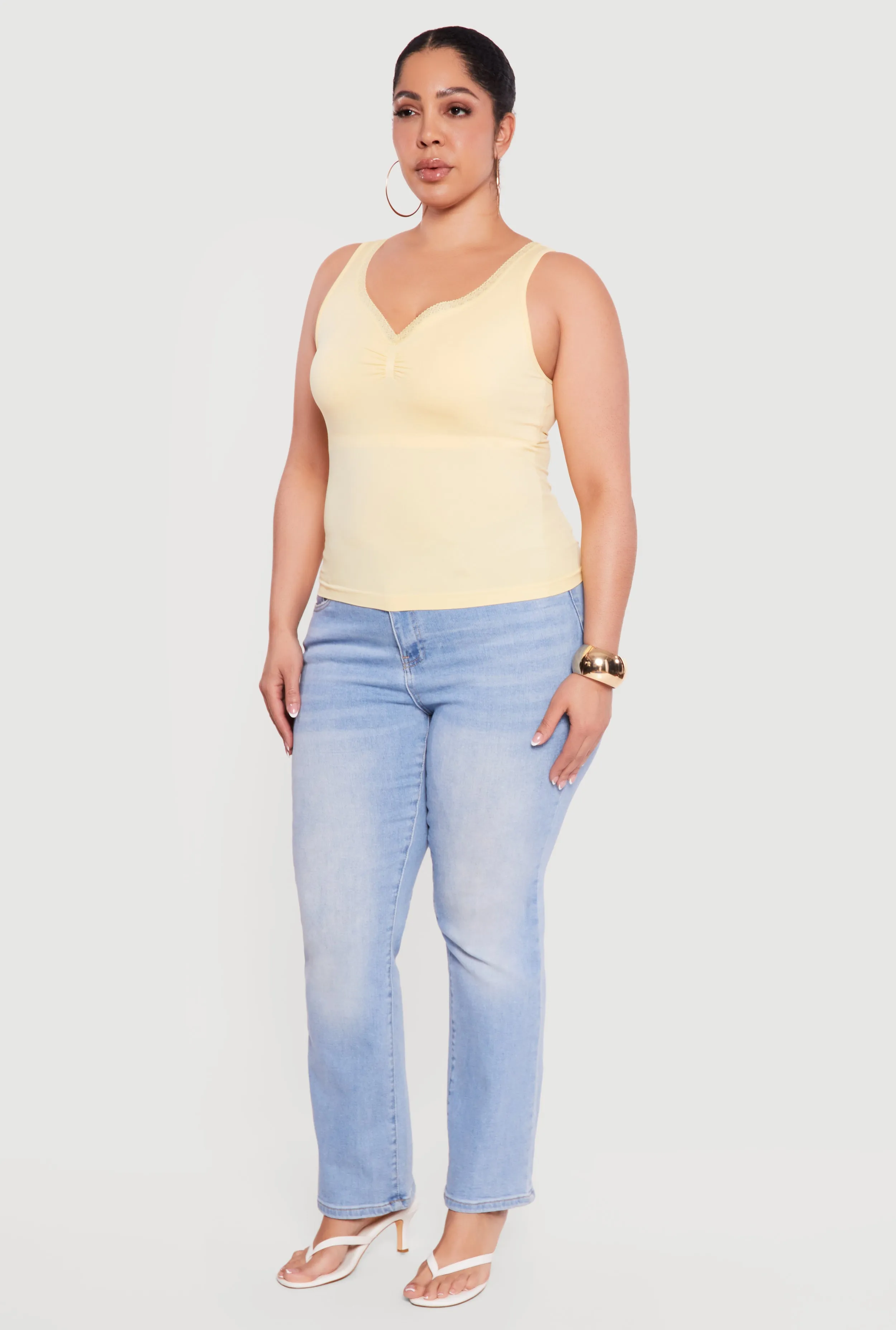 Plus Size Lace Trim V-Neck Tank Top sold by Rainbow product image thumbnail 3