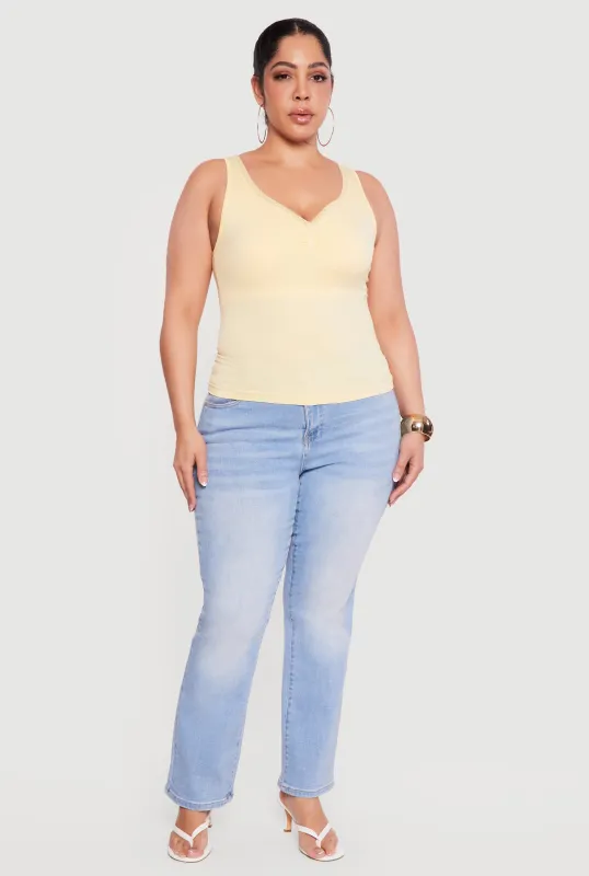 Plus Size Lace Trim V-Neck Tank Top sold by Rainbow