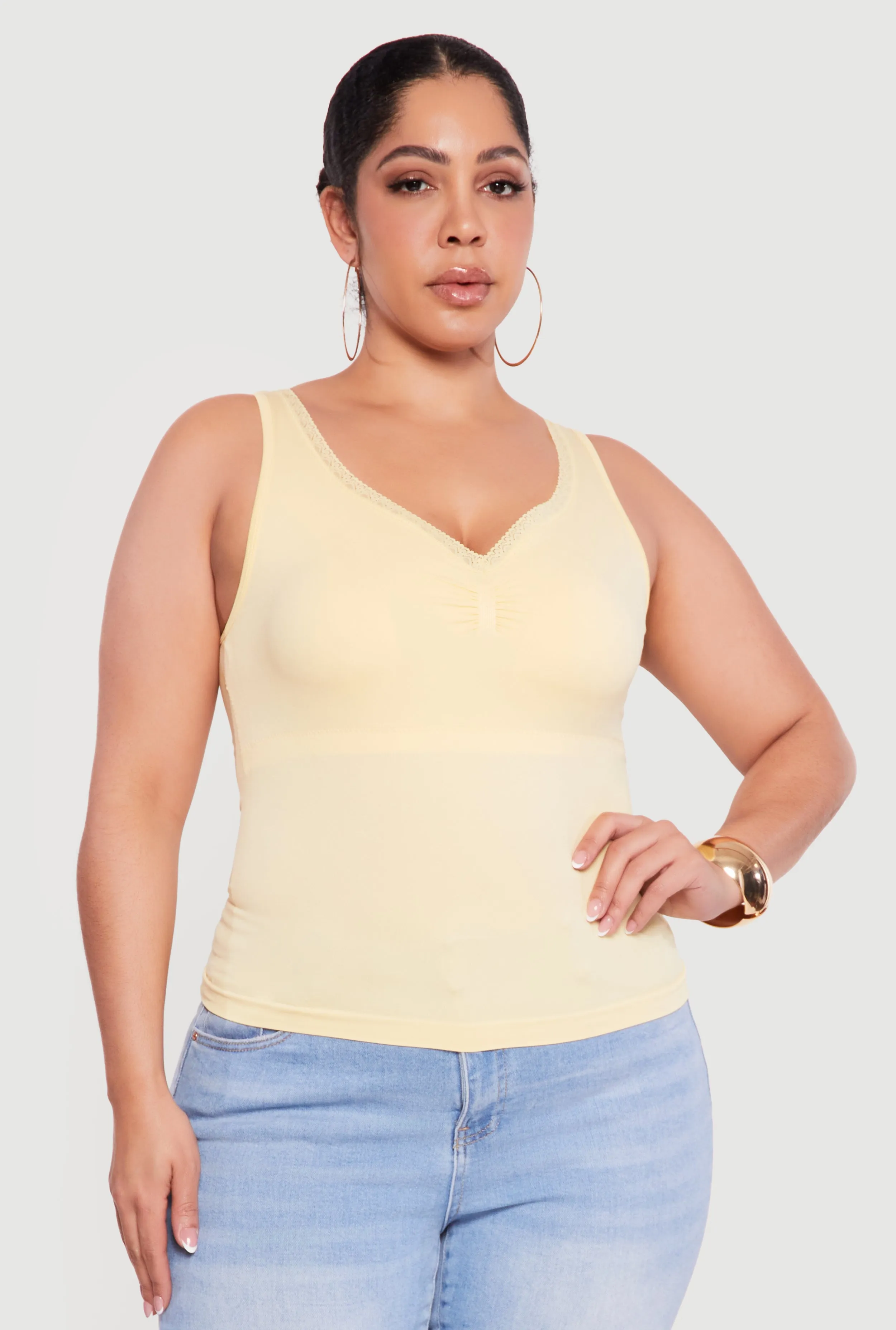 Plus Size Lace Trim V-Neck Tank Top sold by Rainbow product image thumbnail 2