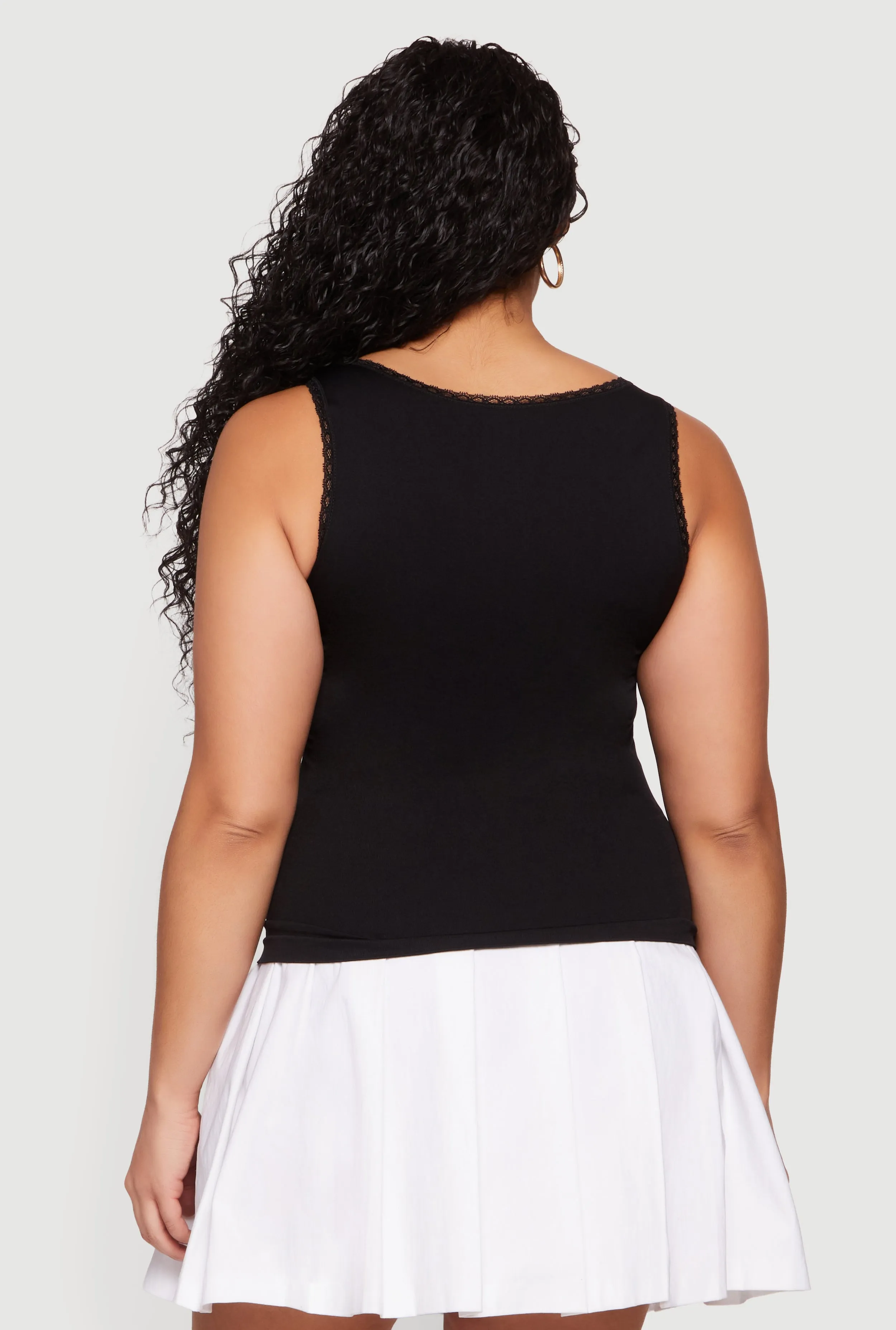 Plus Size Lace Trim Scoop Neck Tank Top sold by Rainbow product image thumbnail 5