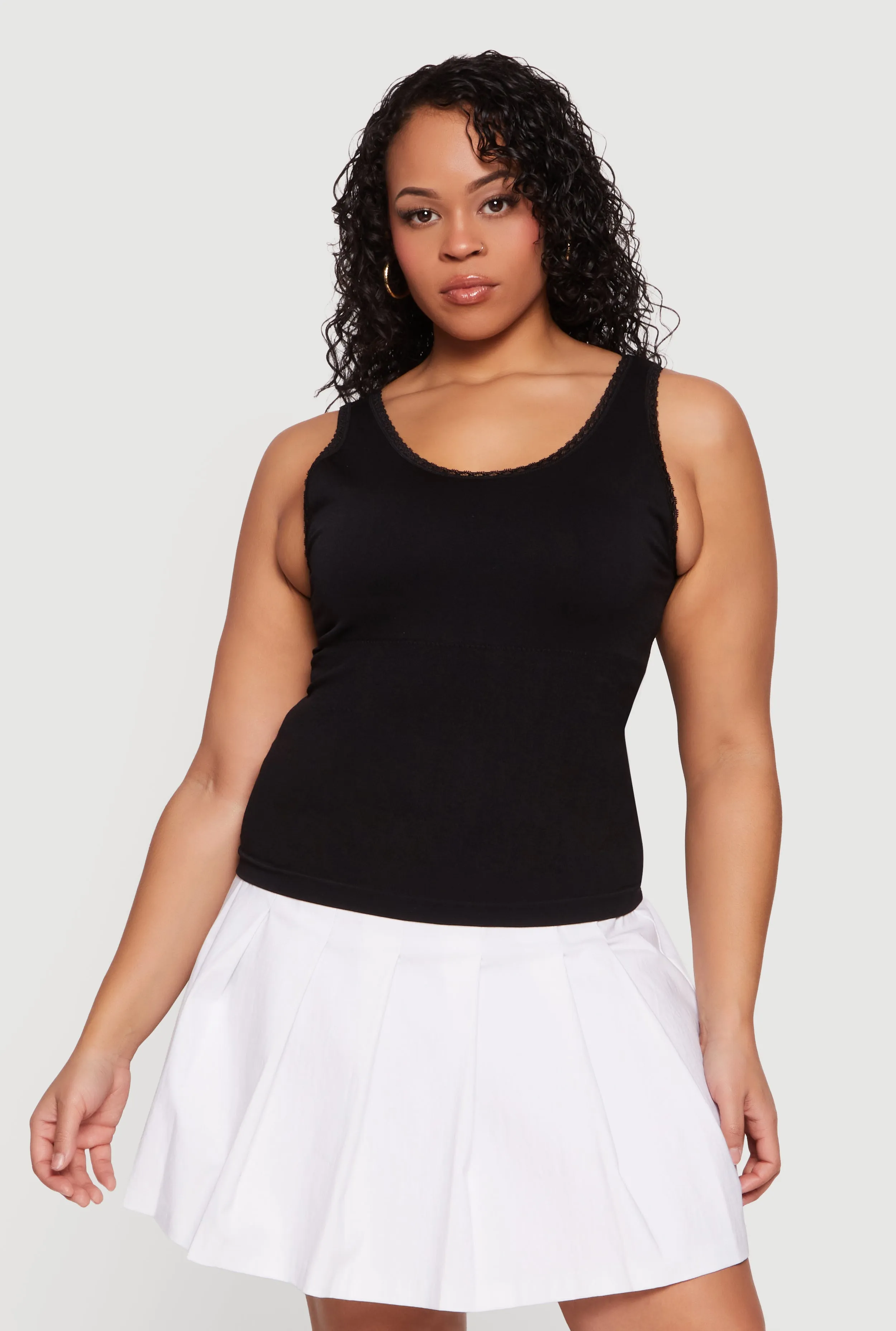 Plus Size Lace Trim Scoop Neck Tank Top sold by Rainbow product image thumbnail 2