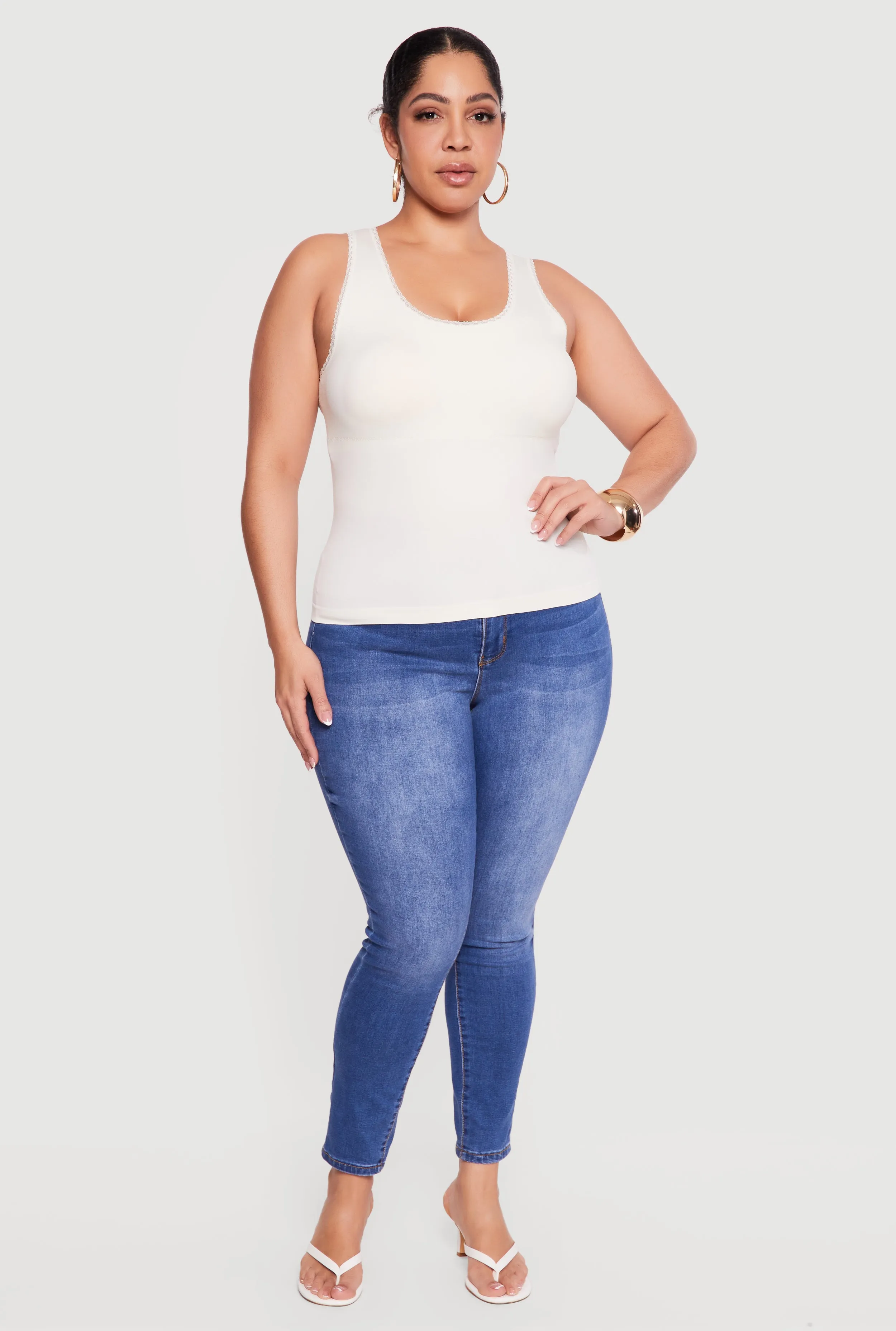 Plus Size Lace Trim Scoop Neck Tank Top sold by Rainbow product image thumbnail 2
