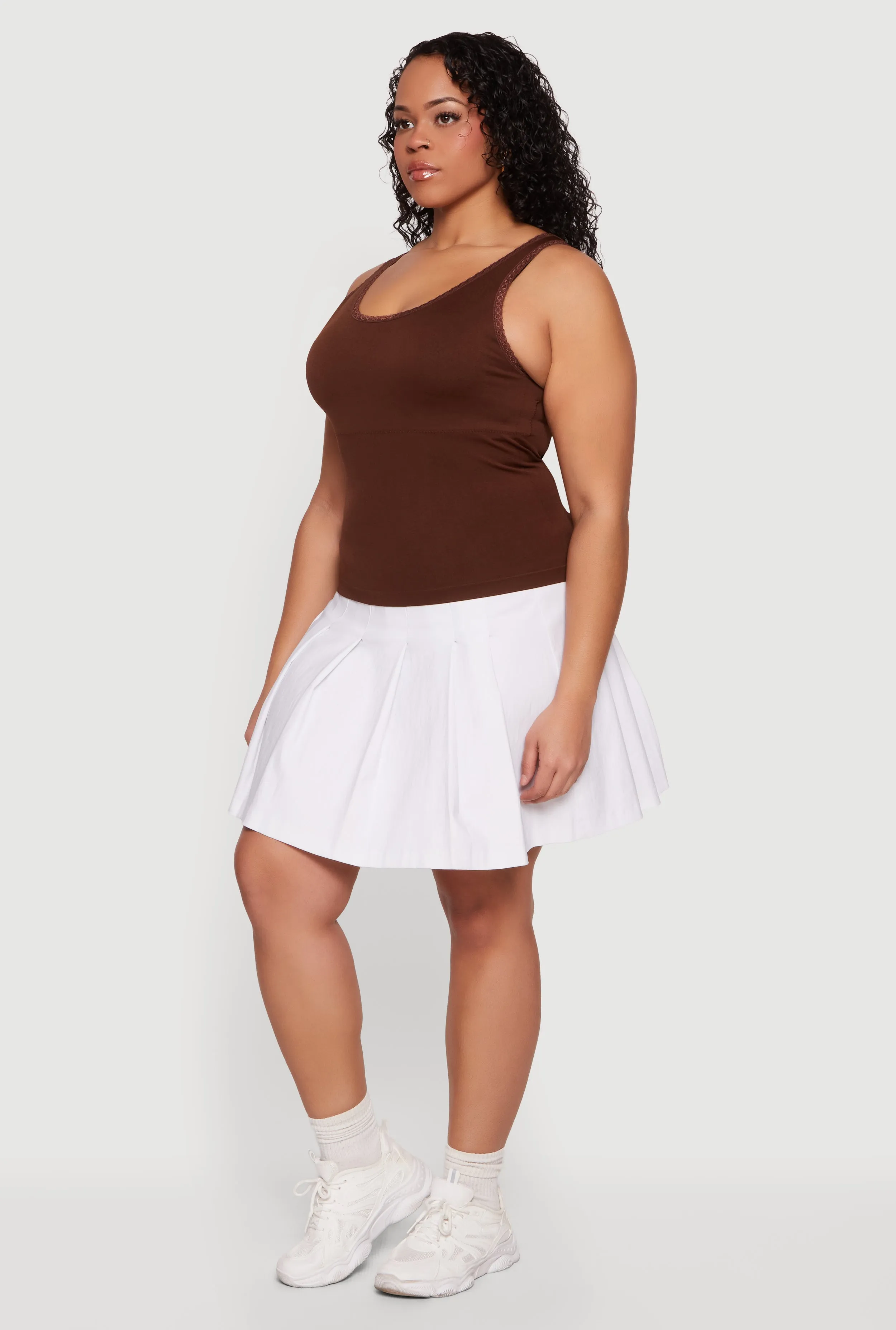 Plus Size Lace Trim Scoop Neck Tank Top sold by Rainbow product image thumbnail 3