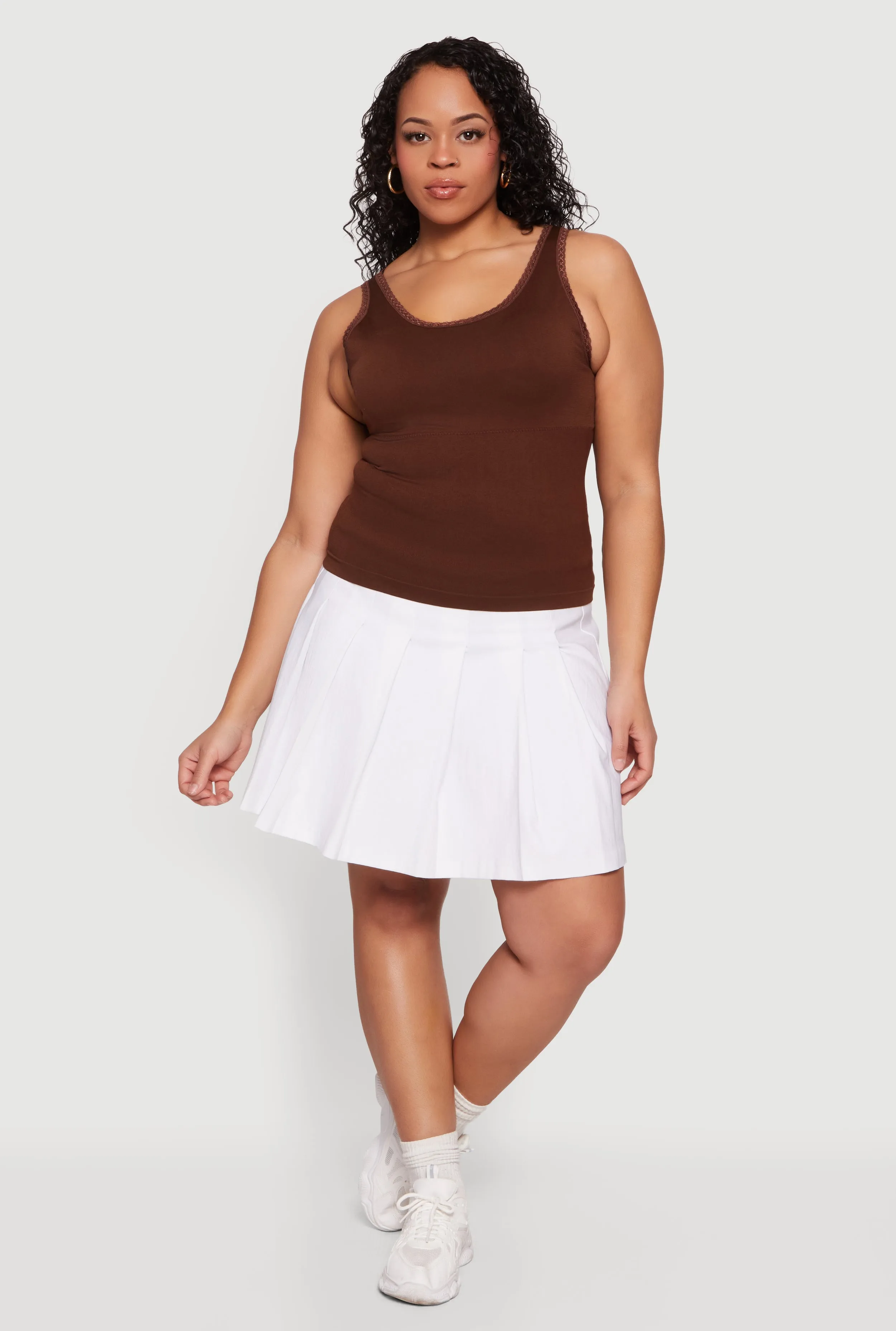 Plus Size Lace Trim Scoop Neck Tank Top sold by Rainbow