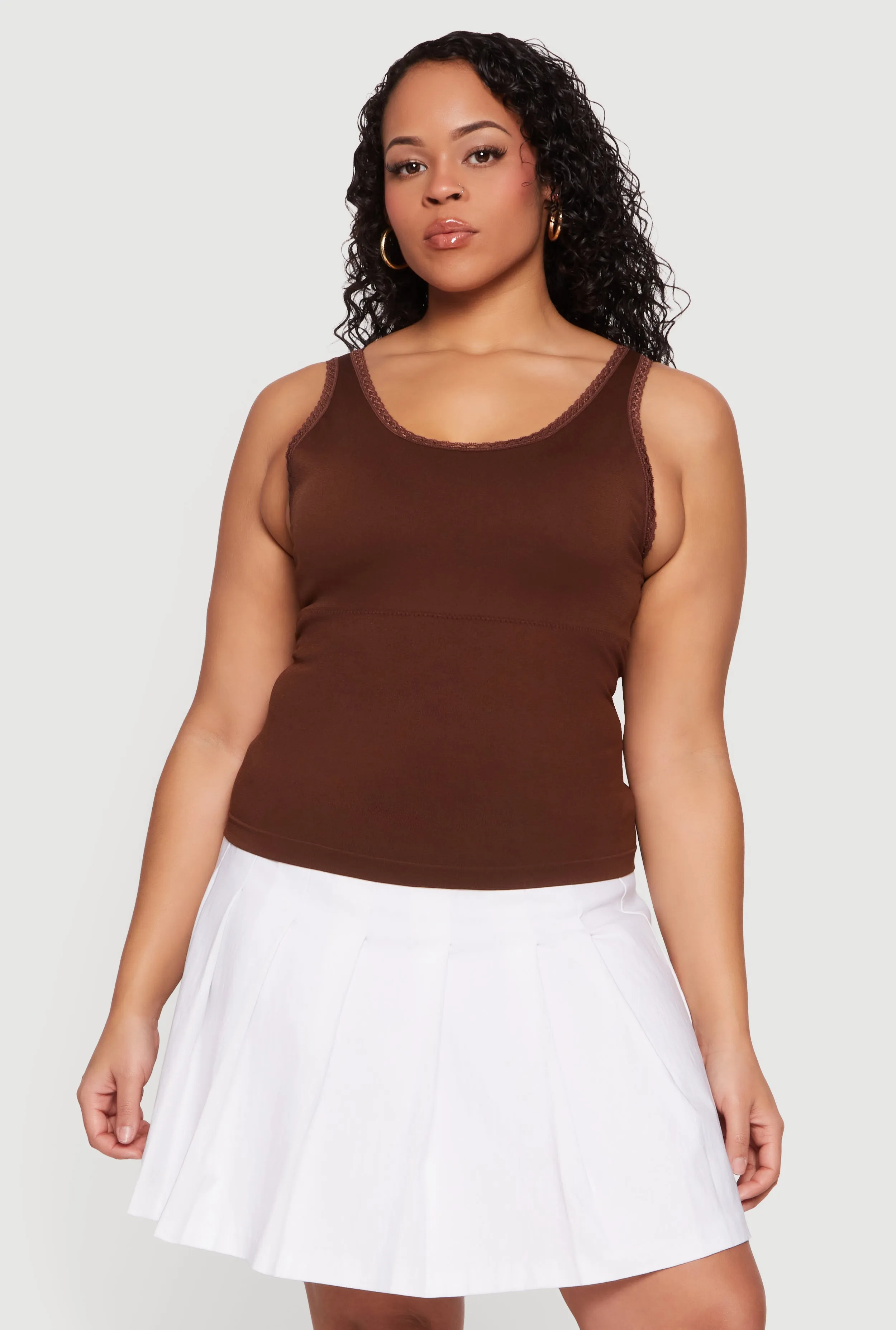 Plus Size Lace Trim Scoop Neck Tank Top sold by Rainbow product image thumbnail 2