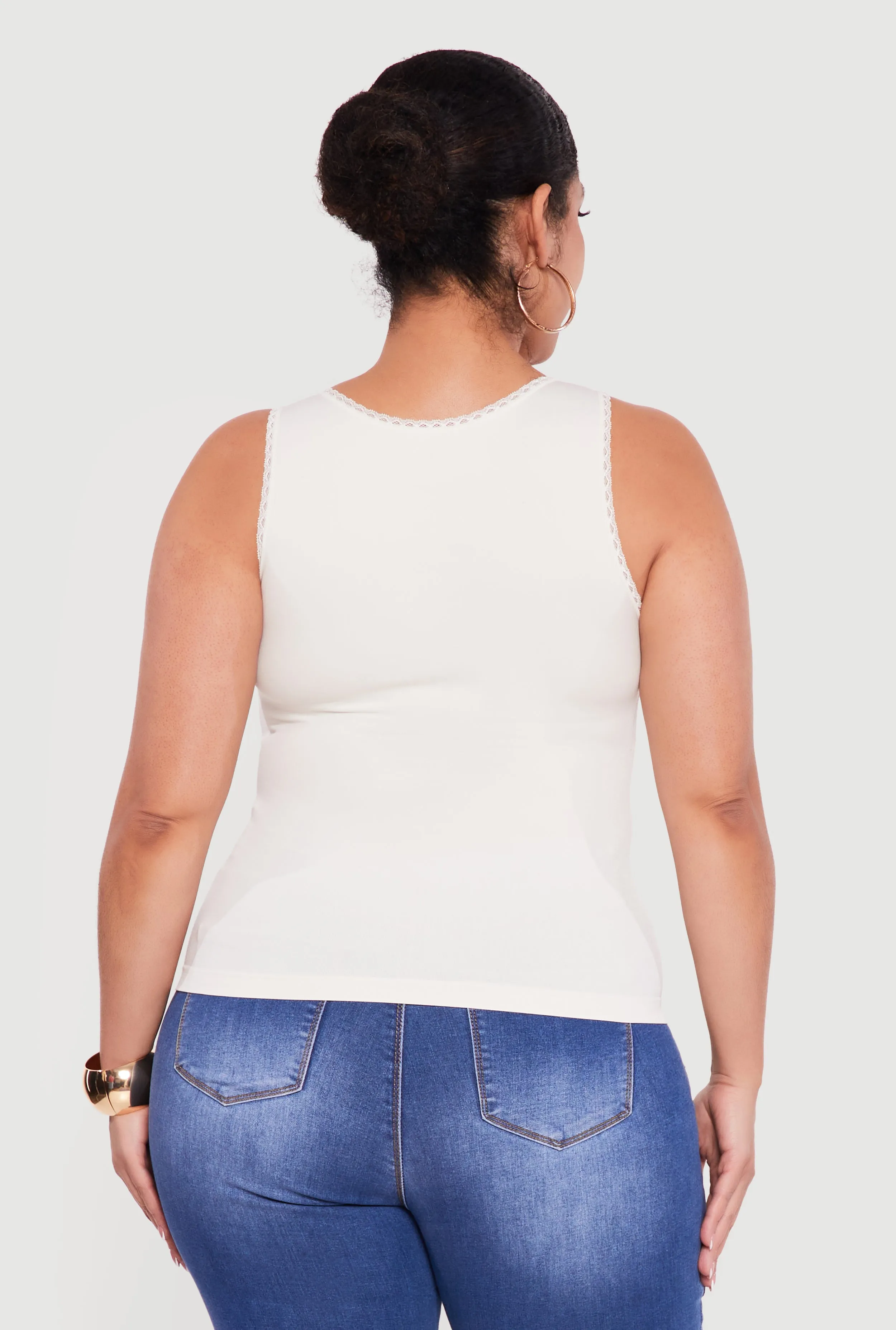 Plus Size Lace Trim Scoop Neck Tank Top sold by Rainbow product image thumbnail 5