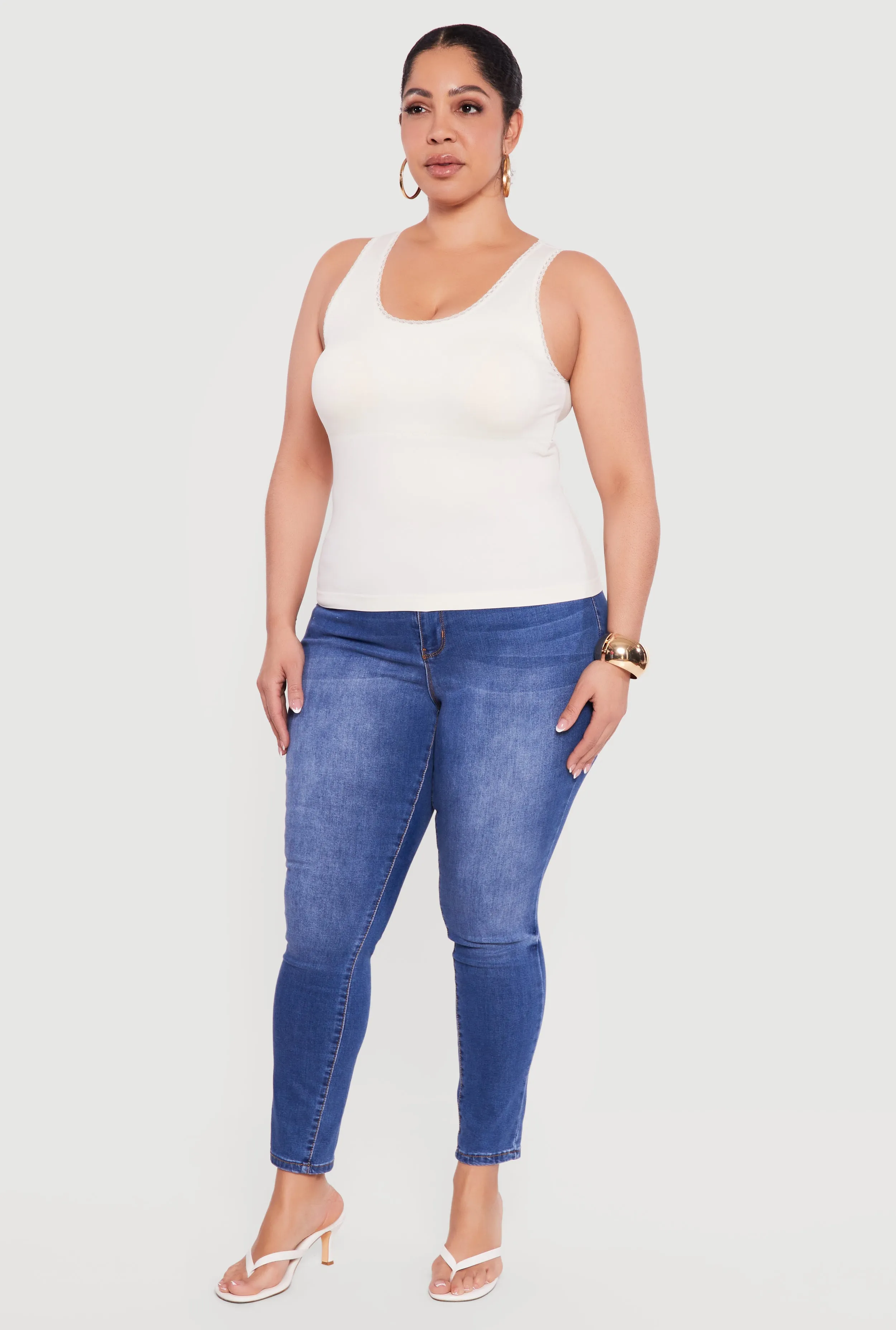 Plus Size Lace Trim Scoop Neck Tank Top sold by Rainbow product image thumbnail 3