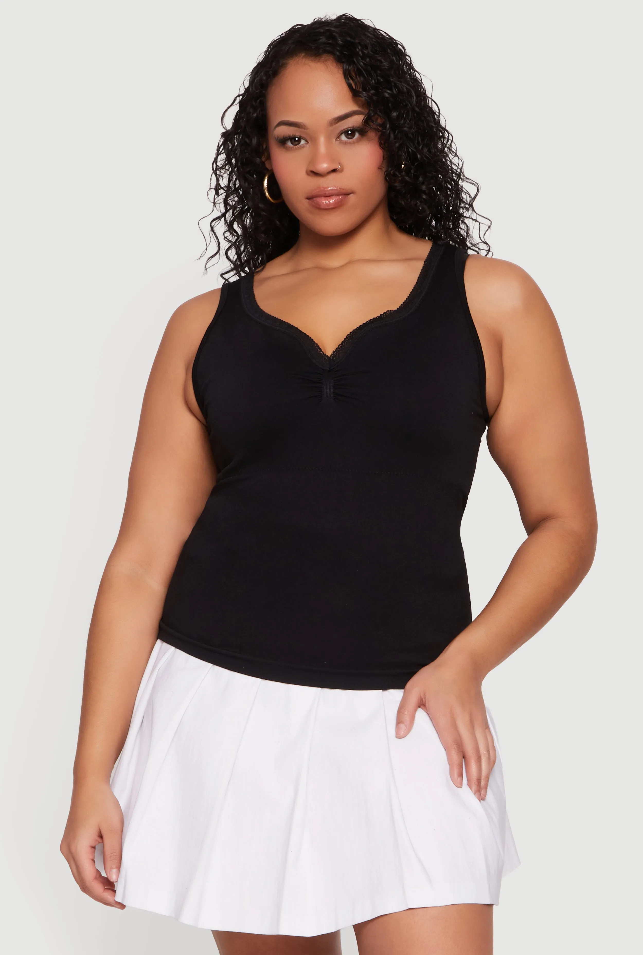 Plus Size Lace Trim V-Neck Tank Top sold by Rainbow product image thumbnail 2