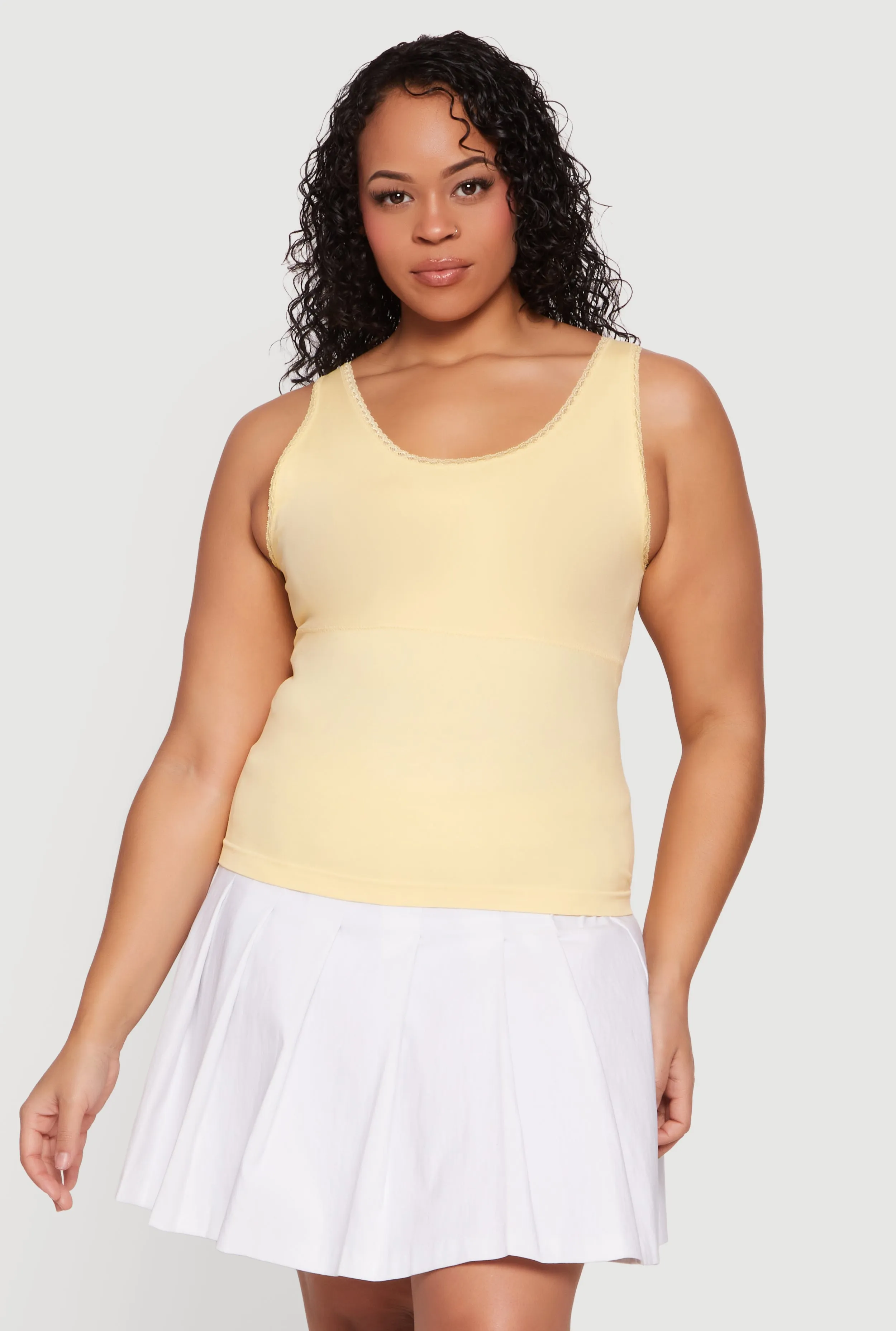 Plus Size Lace Trim Scoop Neck Tank Top sold by Rainbow product image thumbnail 2