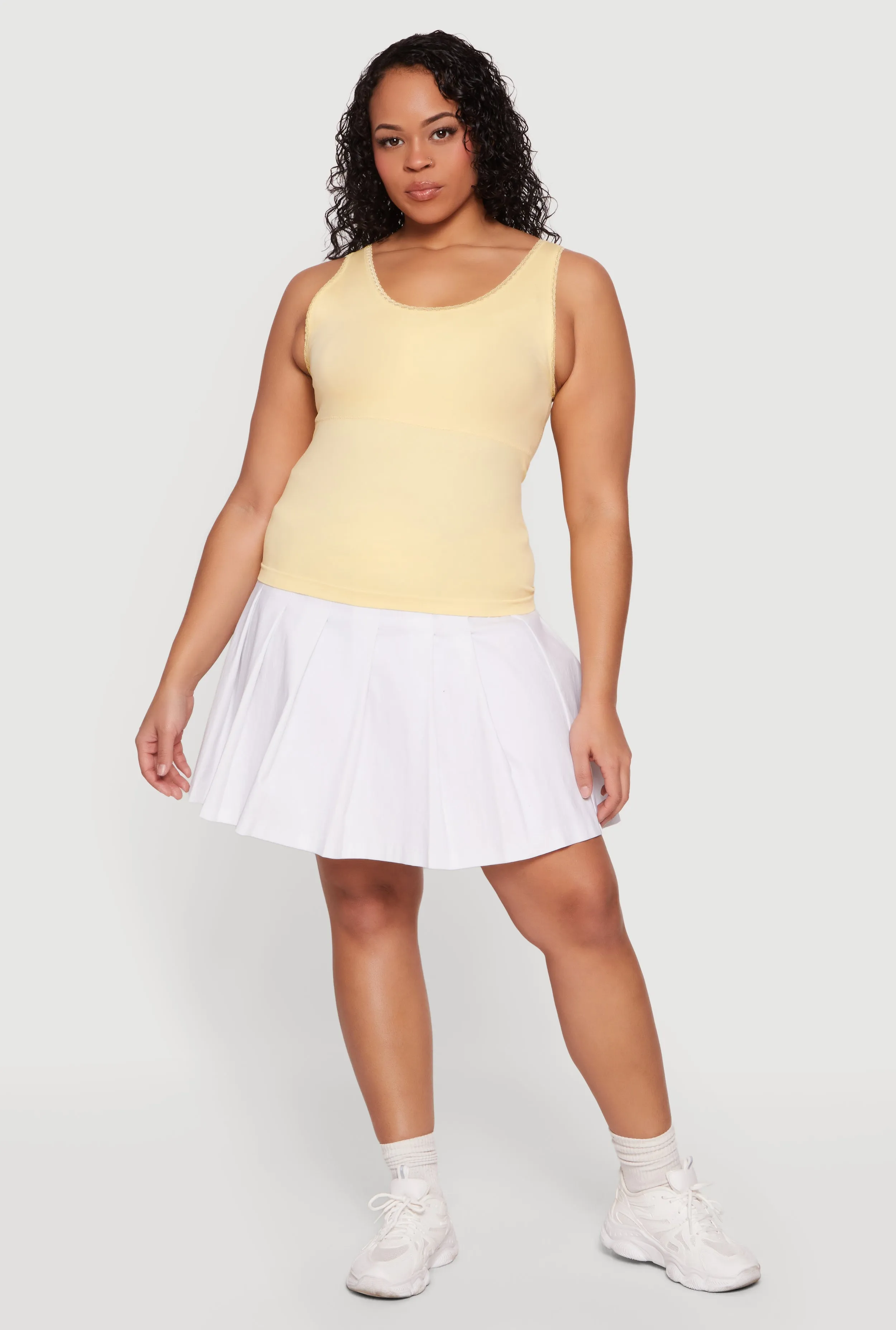 Plus Size Lace Trim Scoop Neck Tank Top sold by Rainbow