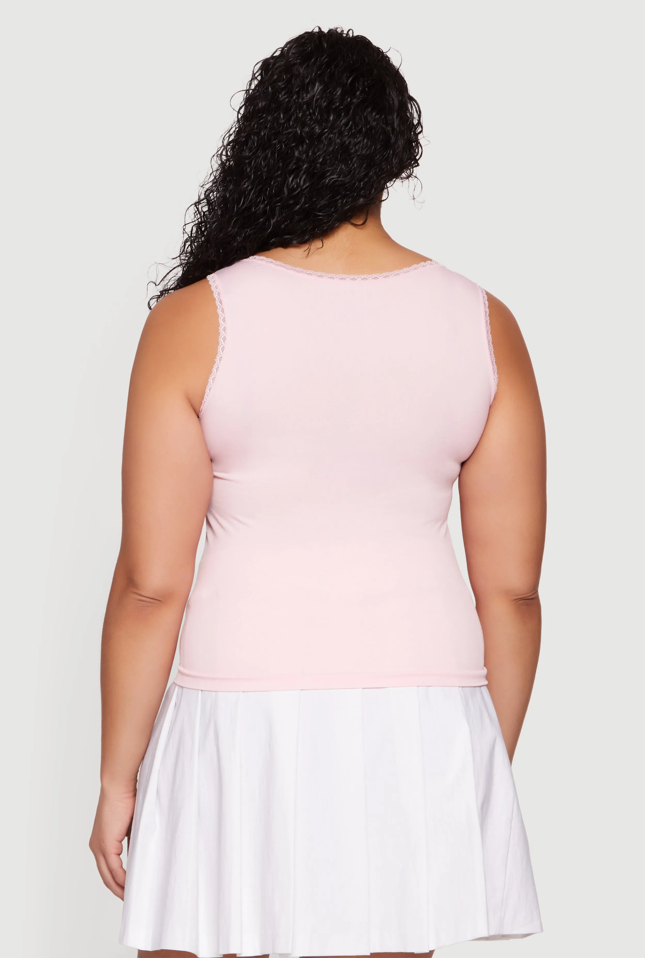 Plus Size Lace Trim Scoop Neck Tank Top sold by Rainbow product image thumbnail 5