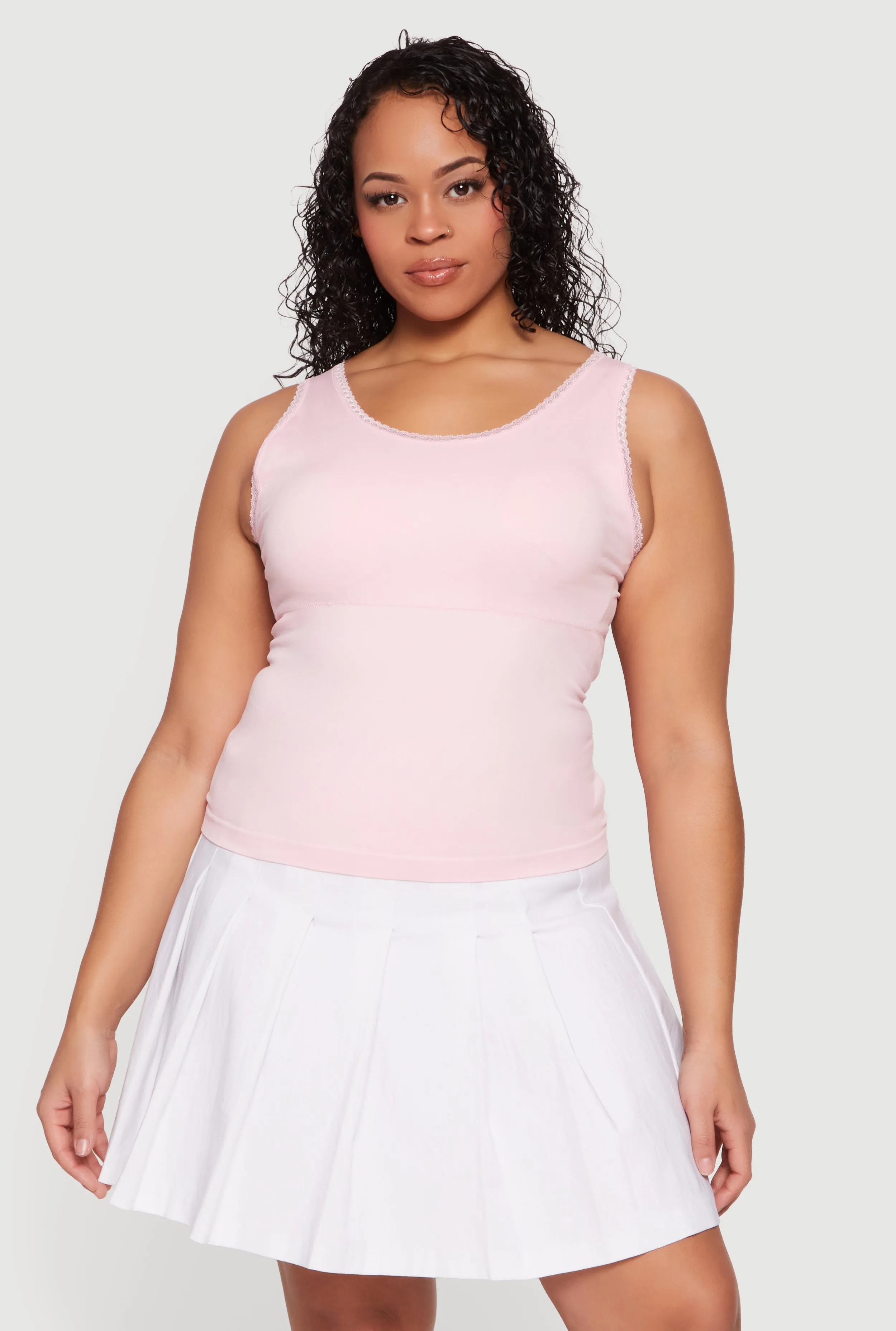 Plus Size Lace Trim Scoop Neck Tank Top sold by Rainbow product image thumbnail 2