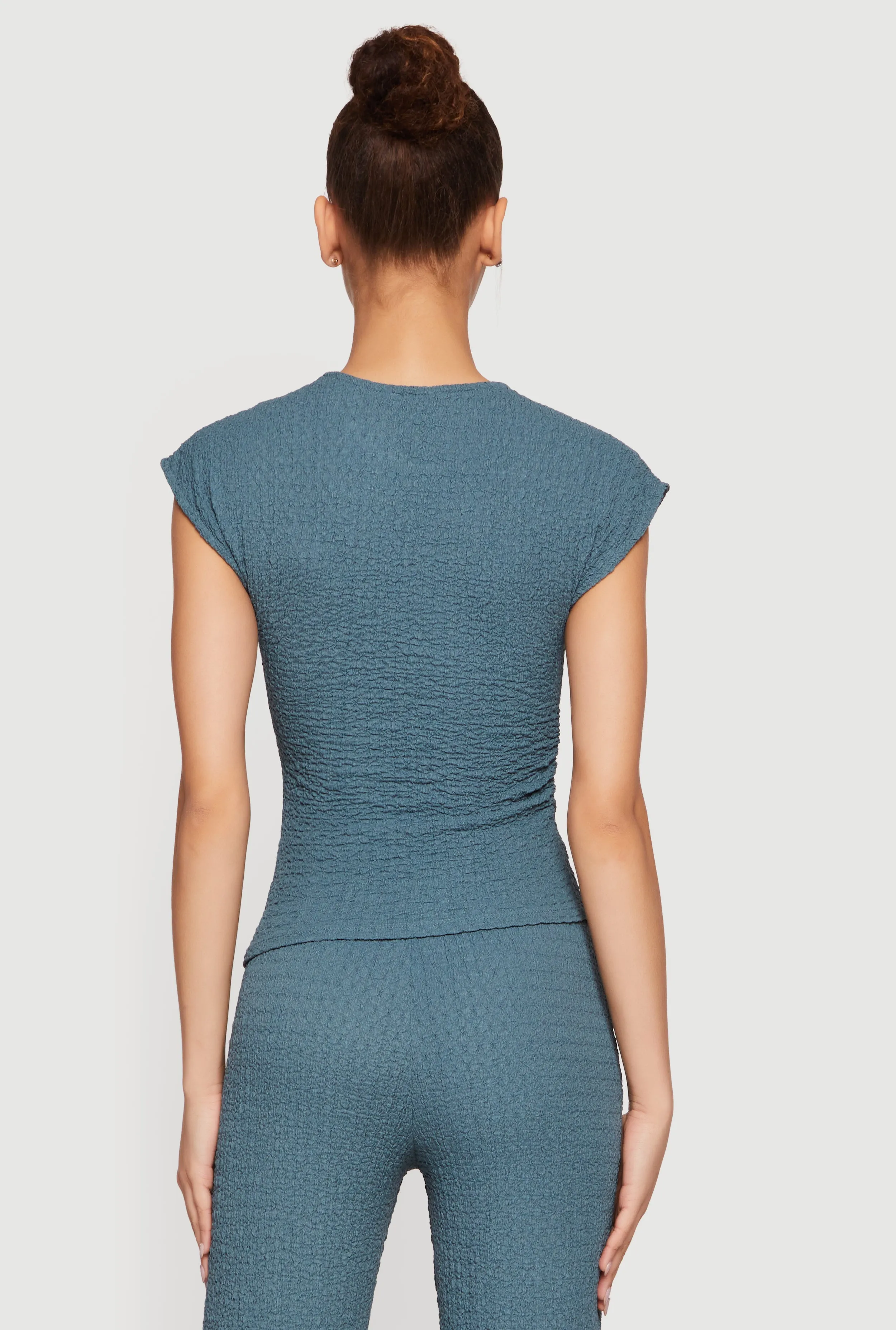 Textured Knit Asymmetrical Ruched Side Blouse sold by Rainbow product image thumbnail 5