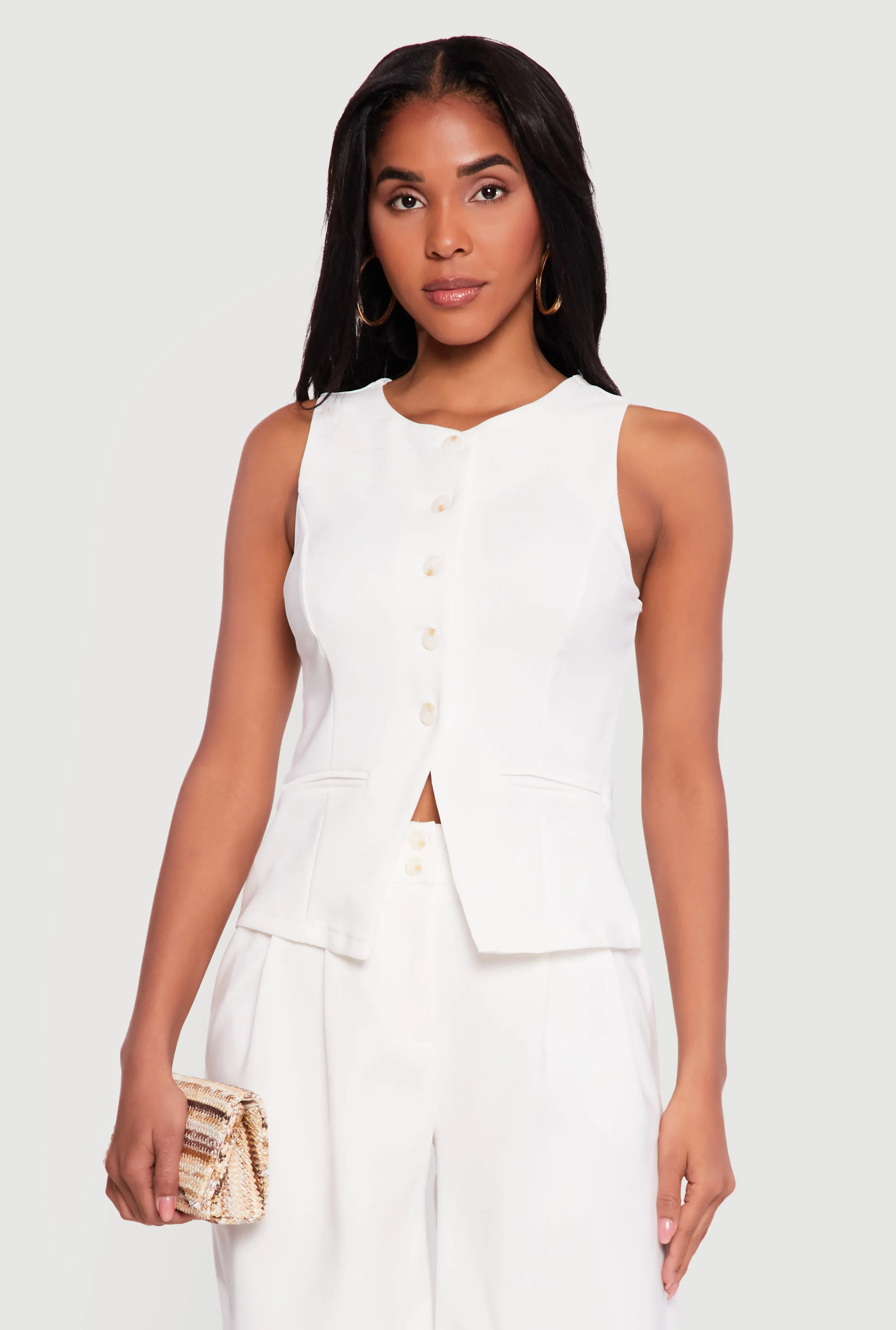 Crew Neck Button Front Waistcoat sold by Rainbow