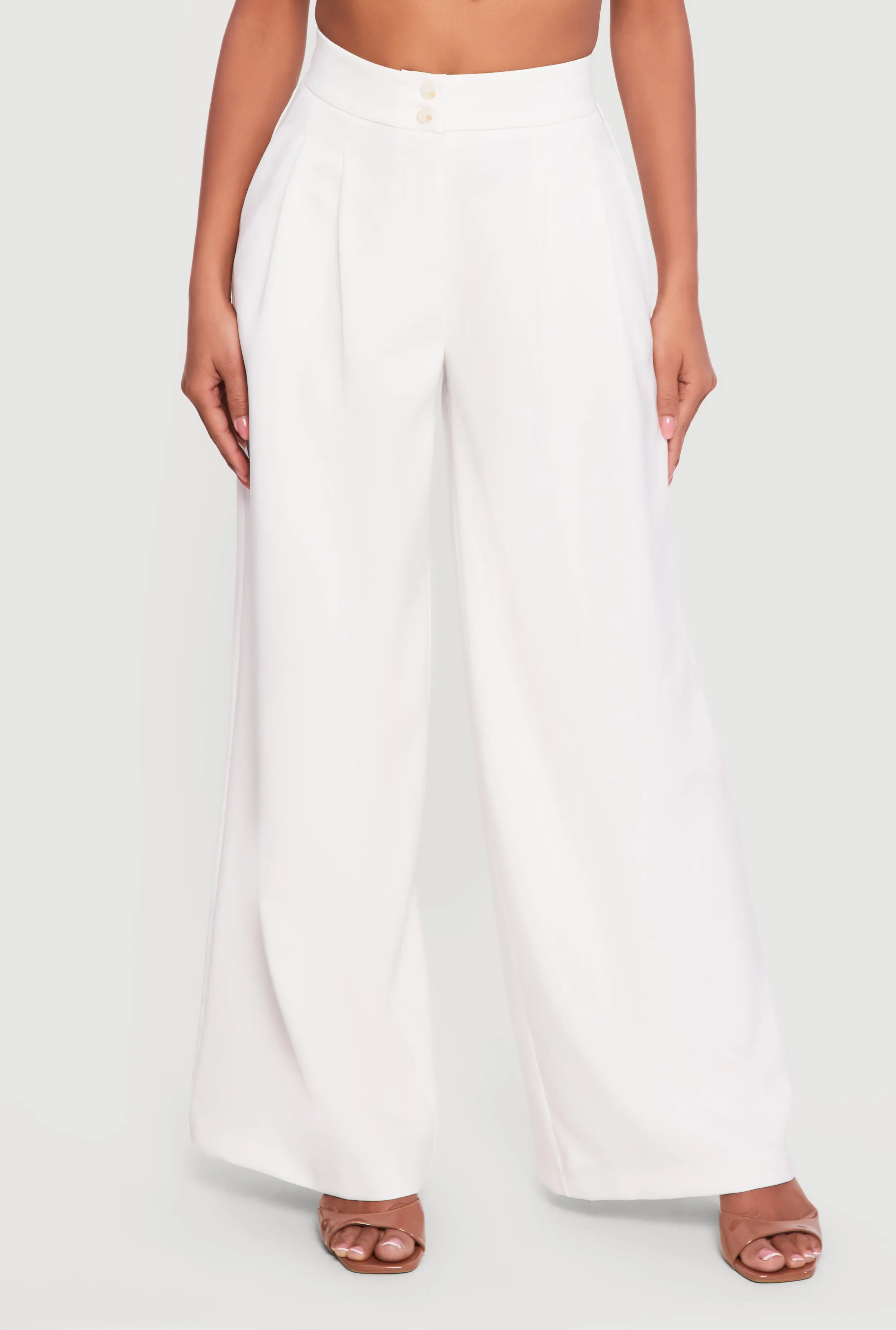 Two Button Pleated Wide Leg Trousers sold by Rainbow product image thumbnail 3