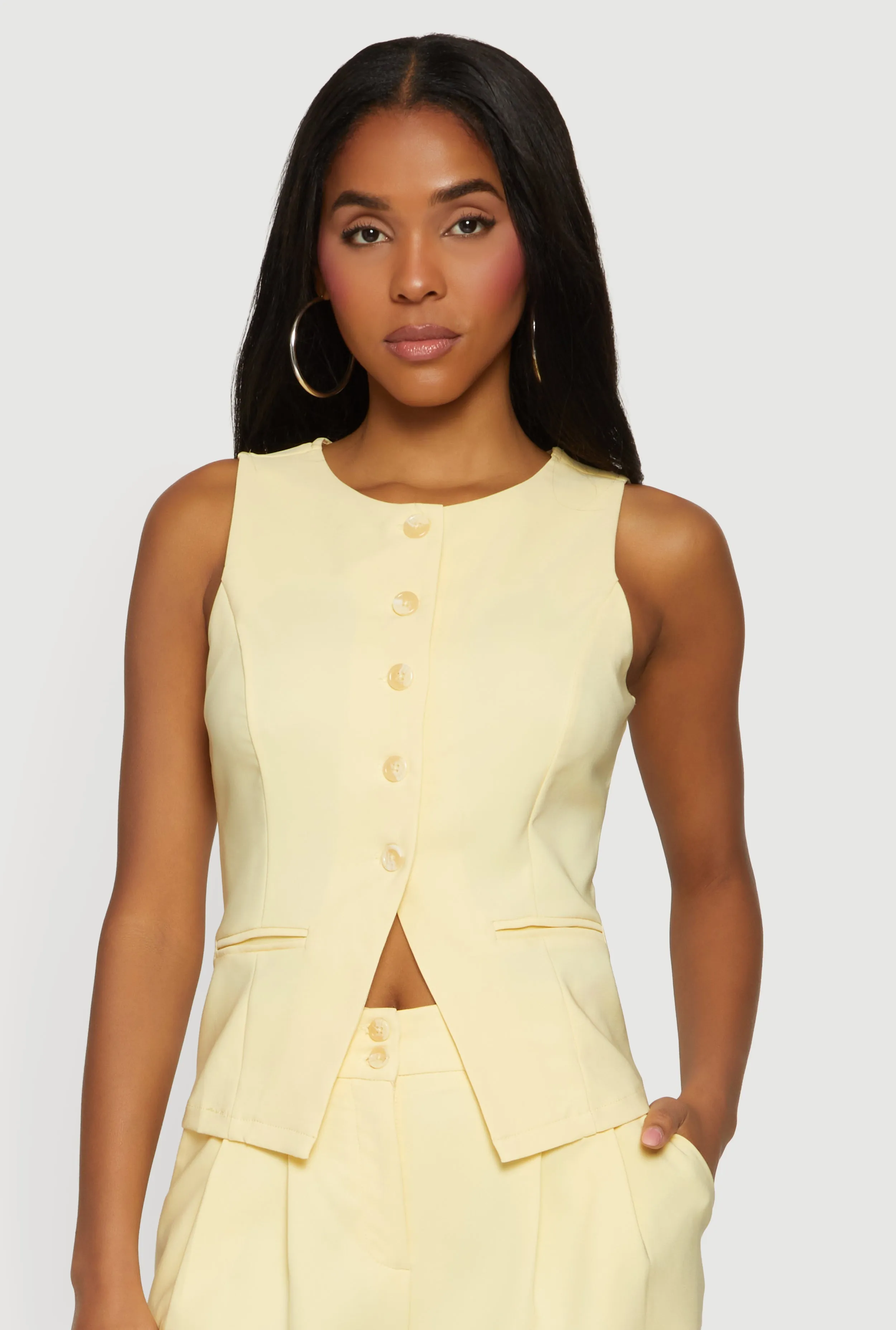 Crew Neck Button Front Waistcoat sold by Rainbow