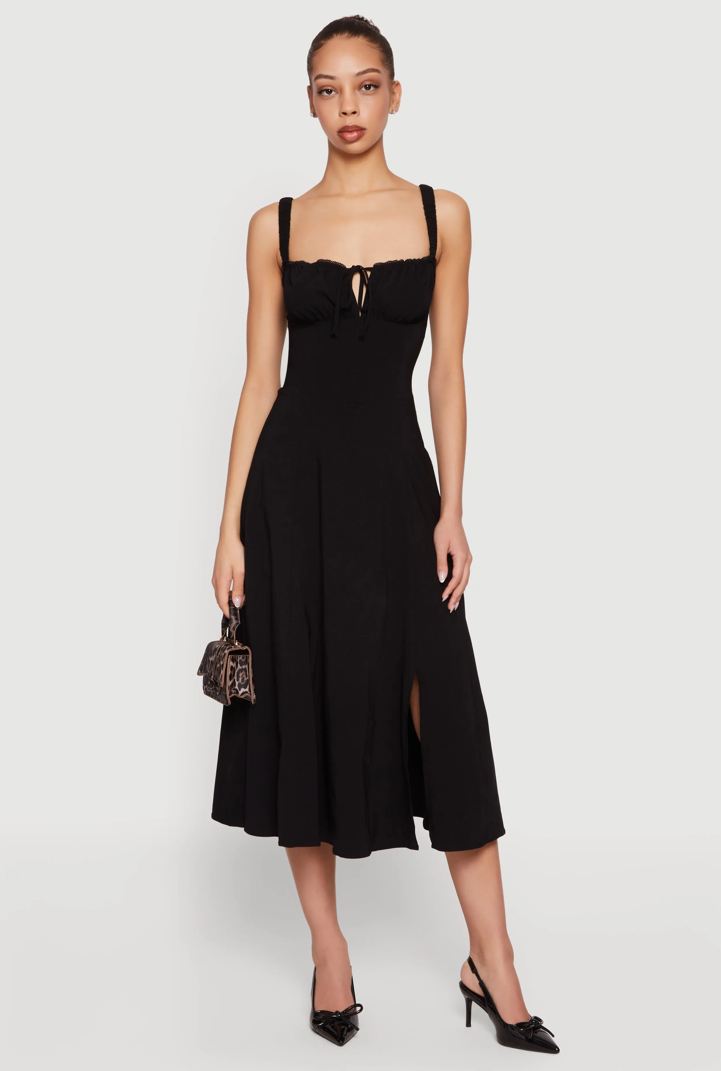 Drawstring Keyhole Lace Up Back Bustier Dress sold by Rainbow