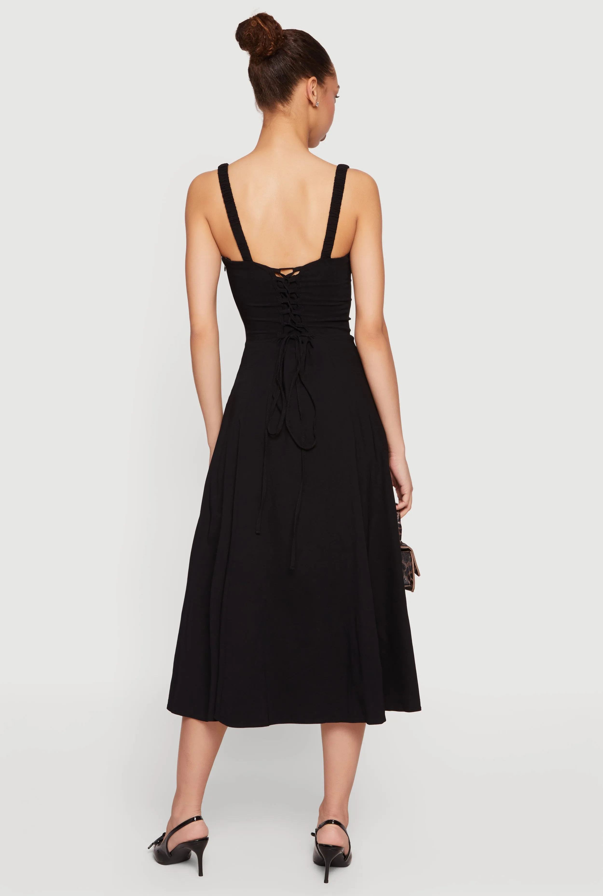 Drawstring Keyhole Lace Up Back Bustier Dress sold by Rainbow product image thumbnail 3