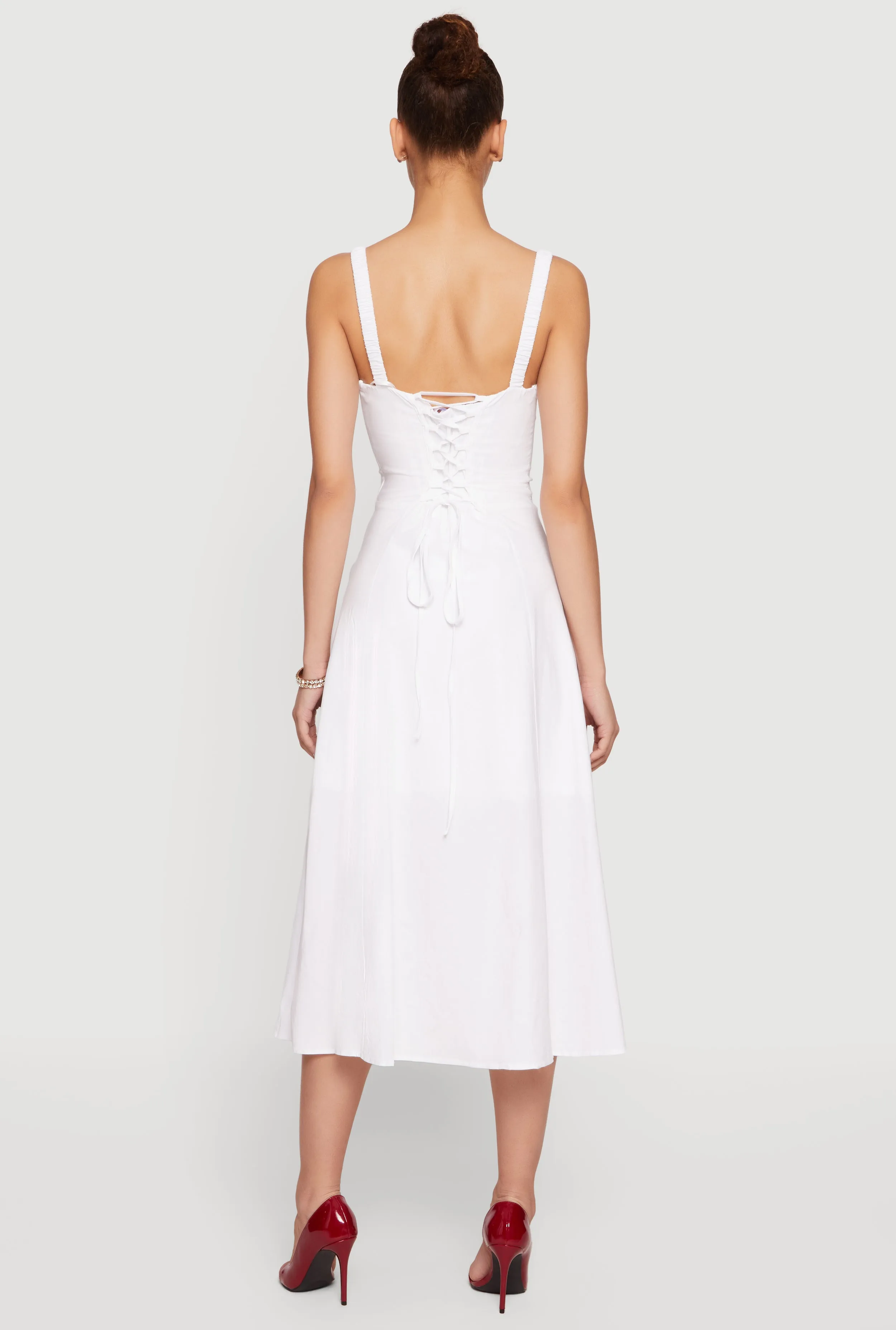 Drawstring Keyhole Lace Up Back Bustier Dress sold by Rainbow product image thumbnail 3