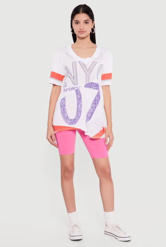 Oversized Patchwork Graphic Mesh Jersey sold by Rainbow