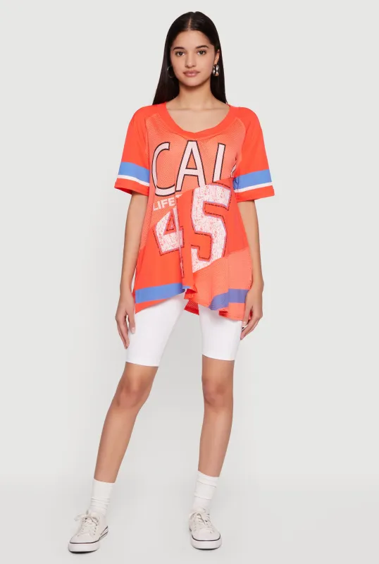 Oversized Patchwork Graphic Mesh Jersey sold by Rainbow