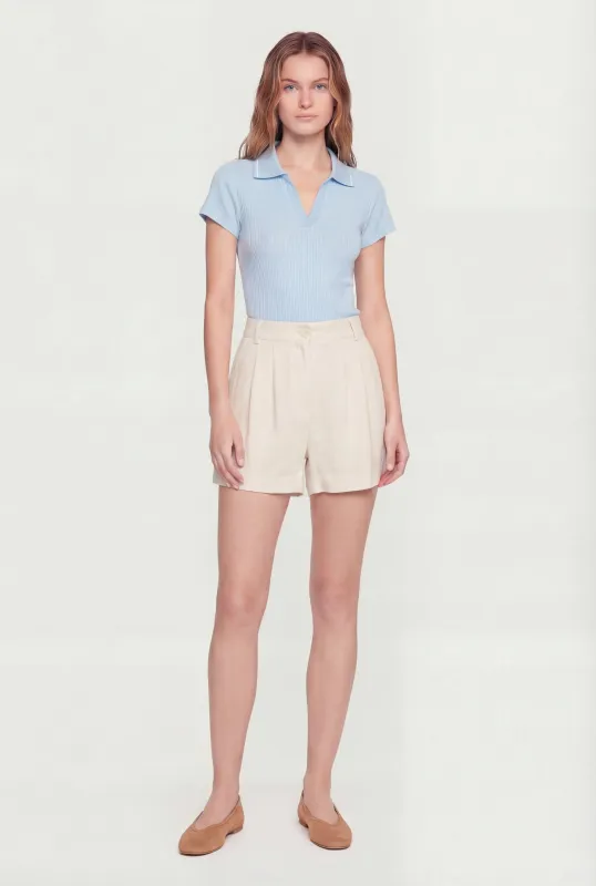 Contrast Trim Rib Knit Polo Top sold by Rainbow