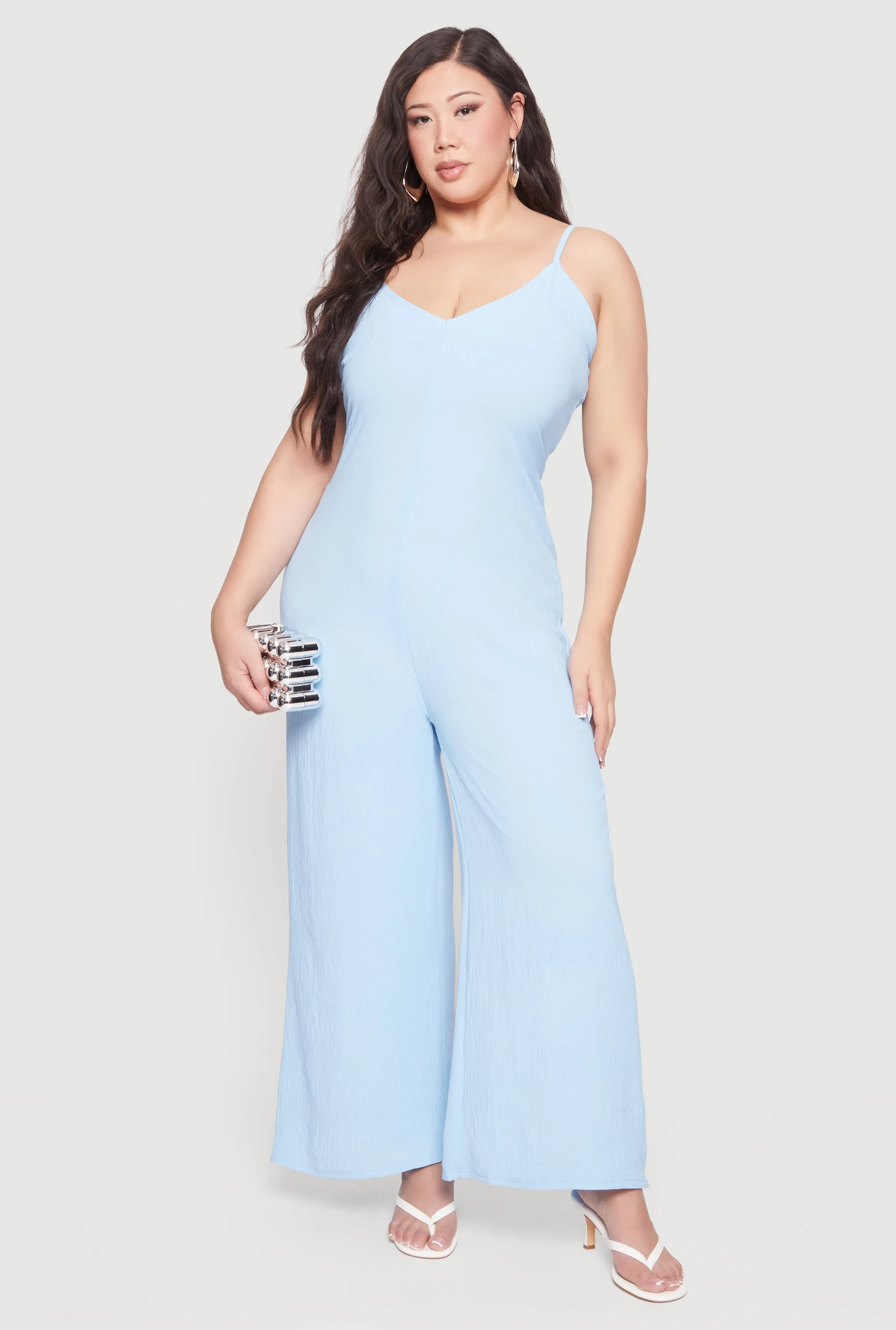 Plus Size Sleeveless V-Neck Wide Leg Jumpsuit sold by Rainbow product image thumbnail 5
