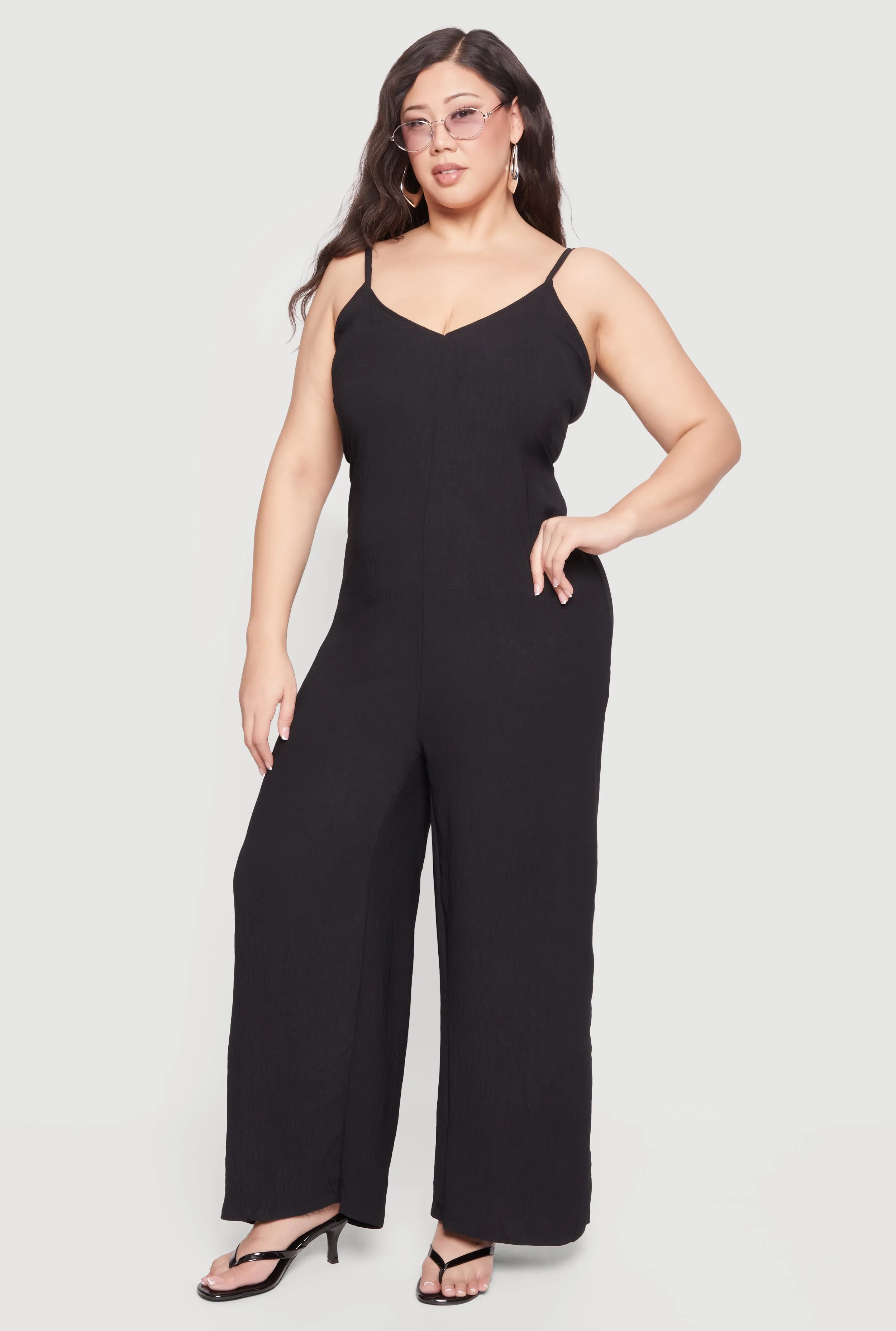 Plus Size Sleeveless V-Neck Wide Leg Jumpsuit sold by Rainbow product image thumbnail 2