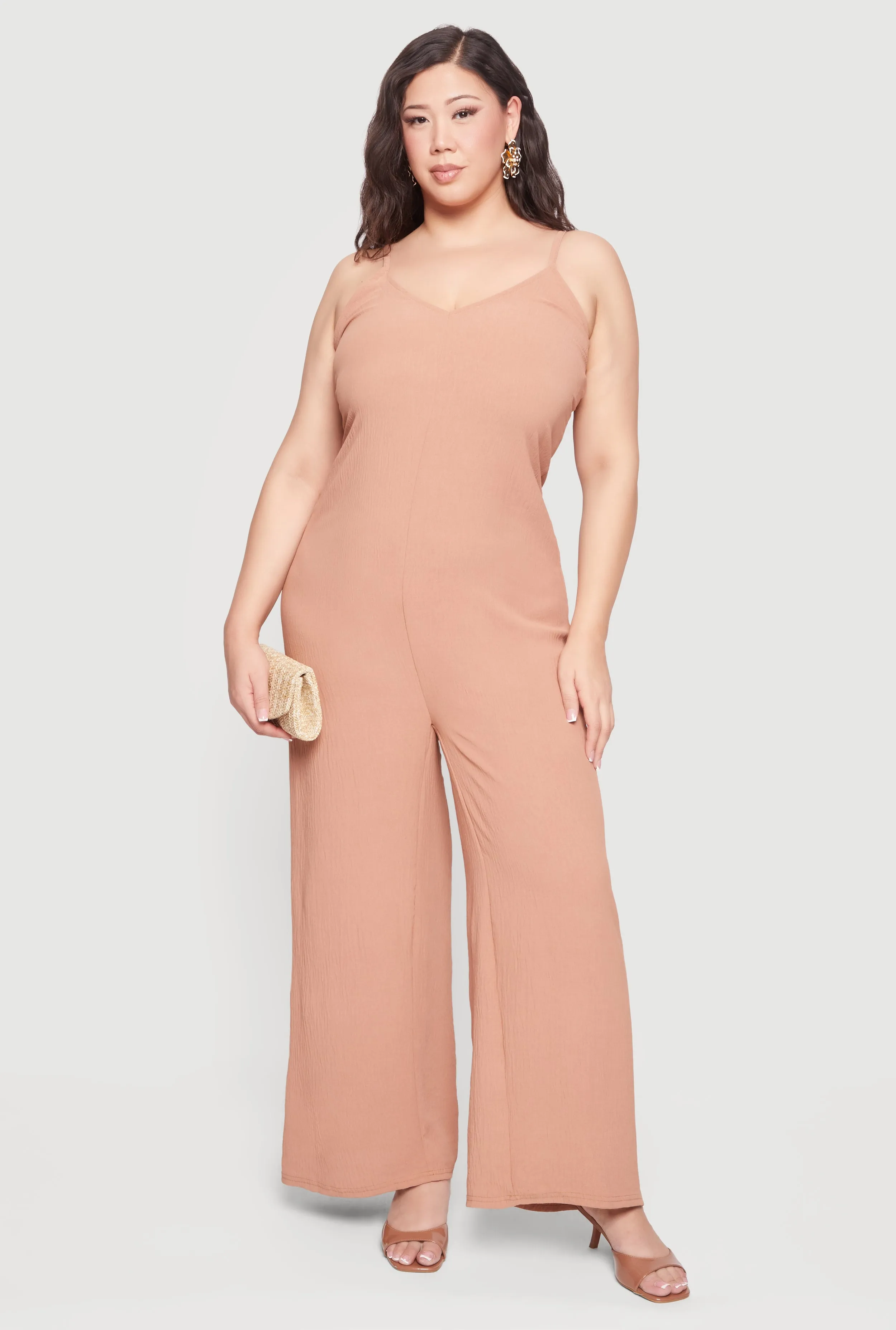 Plus Size Sleeveless V-Neck Wide Leg Jumpsuit sold by Rainbow product image thumbnail 4