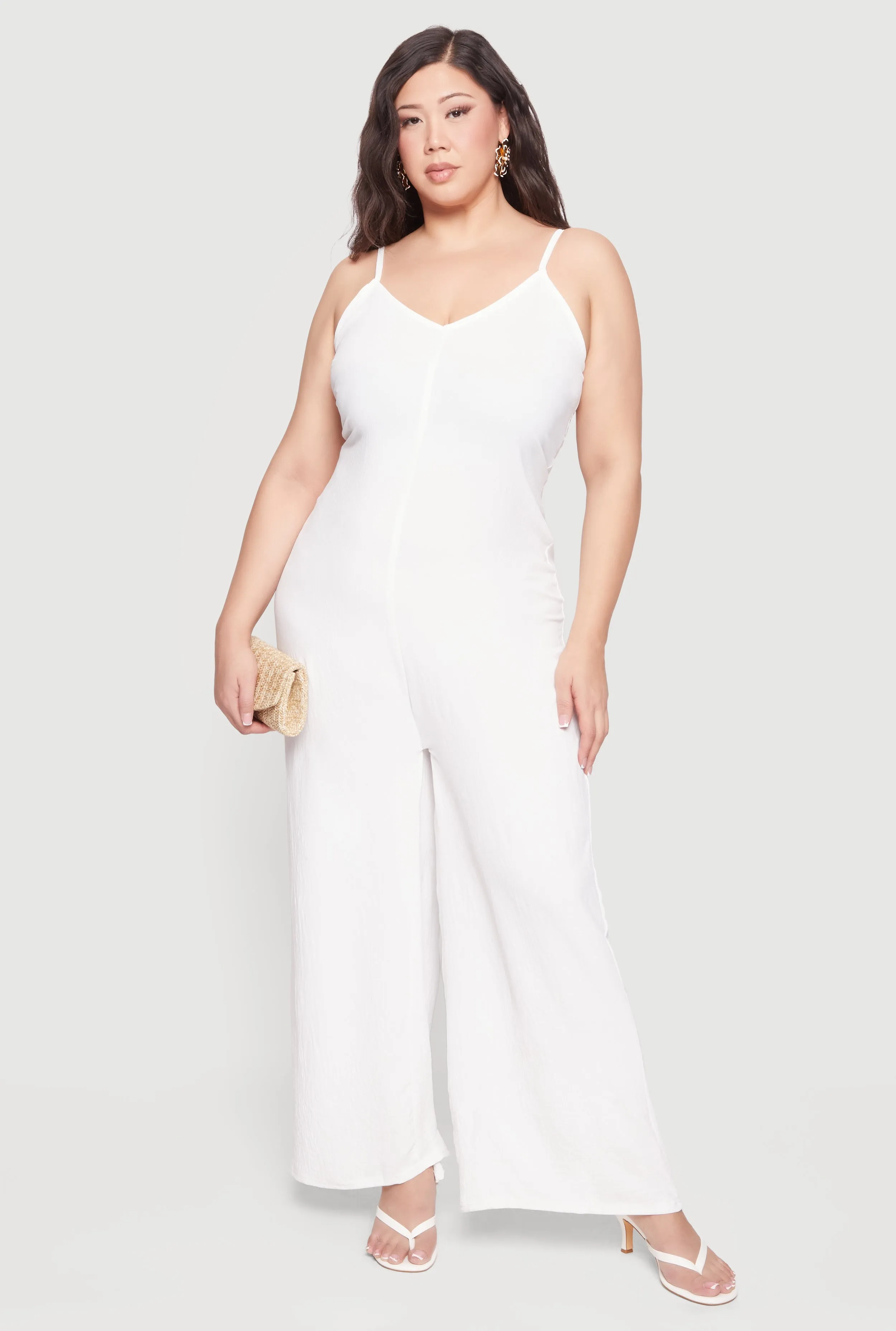 Plus Size Sleeveless V-Neck Wide Leg Jumpsuit sold by Rainbow product image thumbnail 3