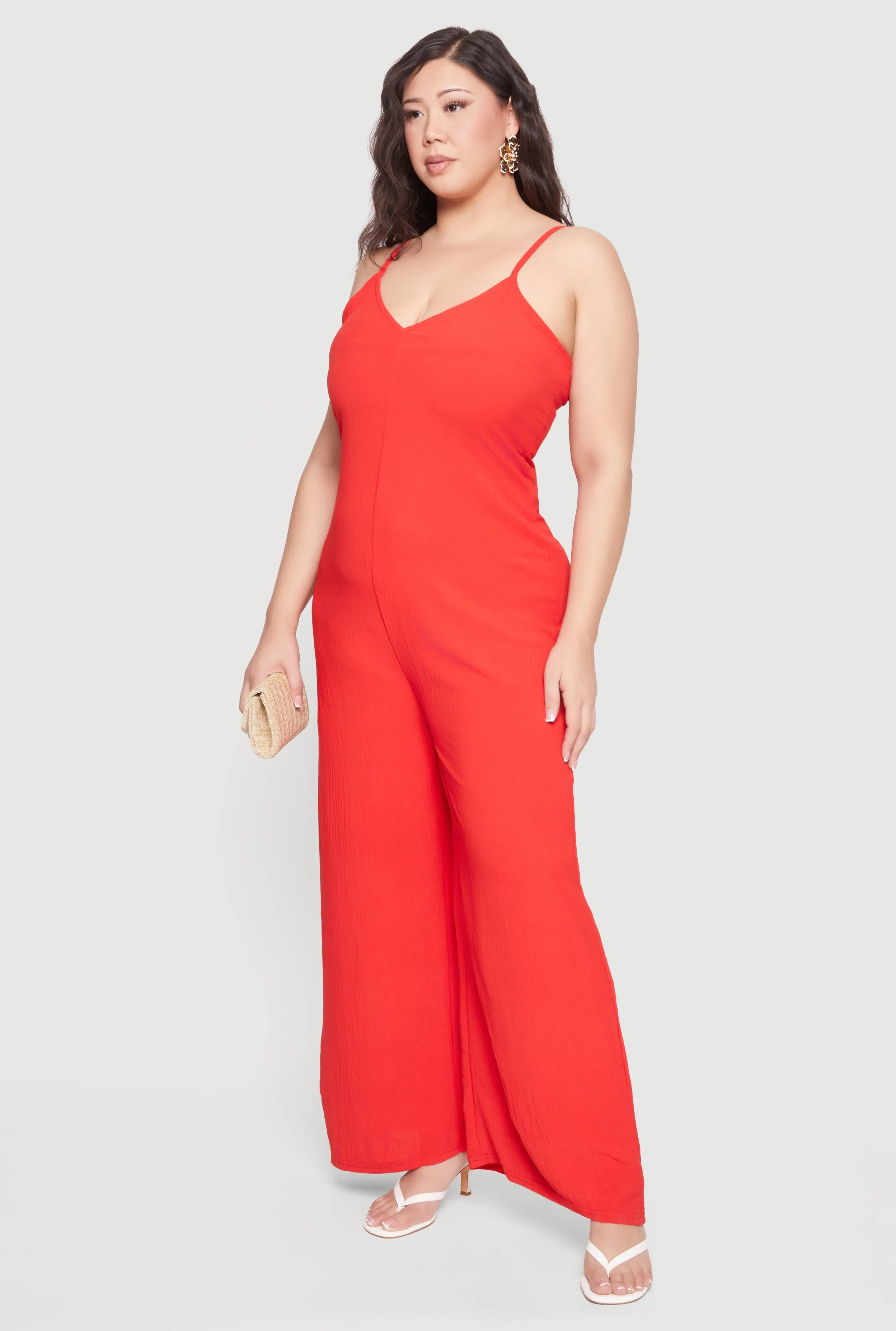 Plus Size Sleeveless V-Neck Wide Leg Jumpsuit sold by Rainbow product image thumbnail 2