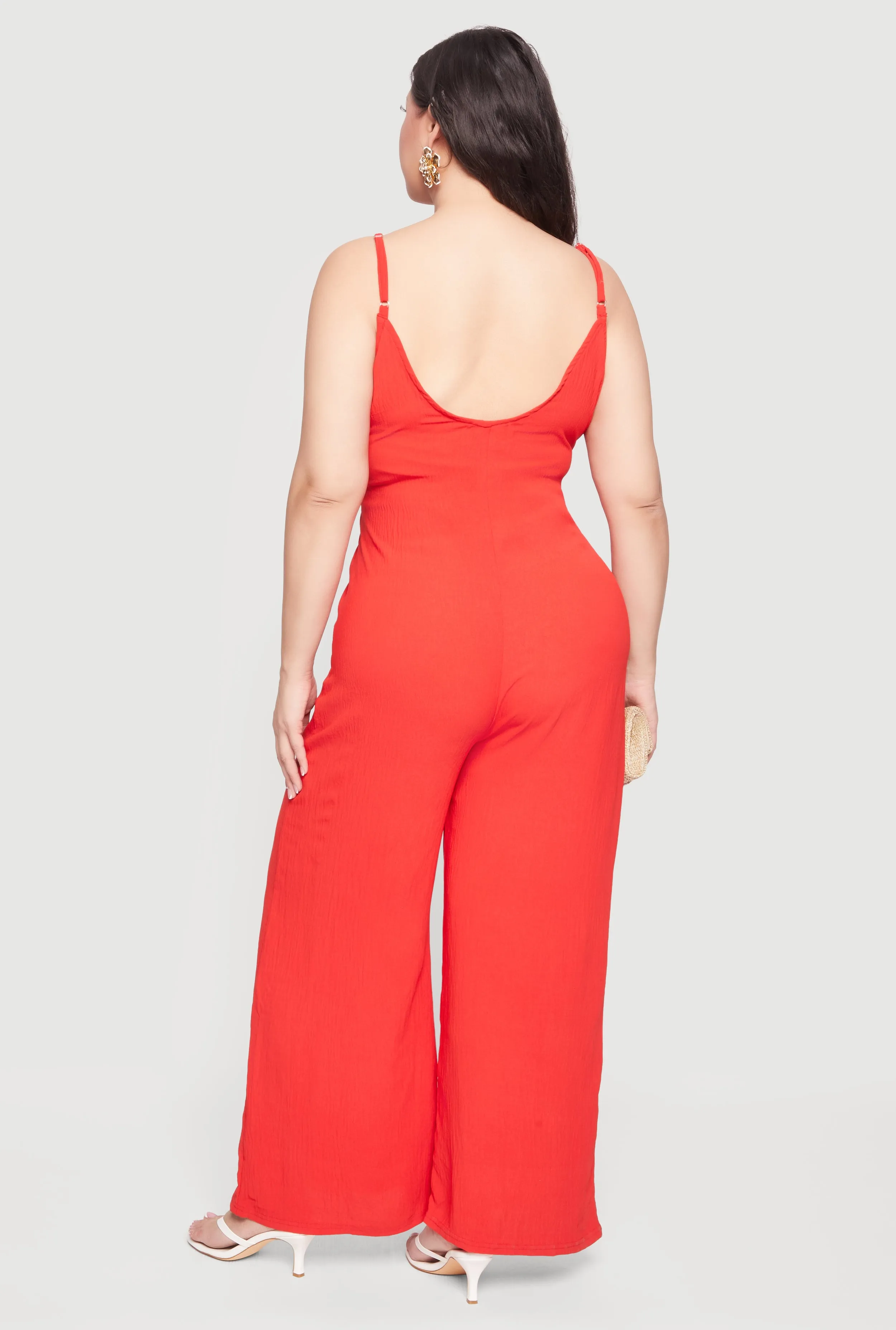 Plus Size Sleeveless V-Neck Wide Leg Jumpsuit sold by Rainbow product image thumbnail 3