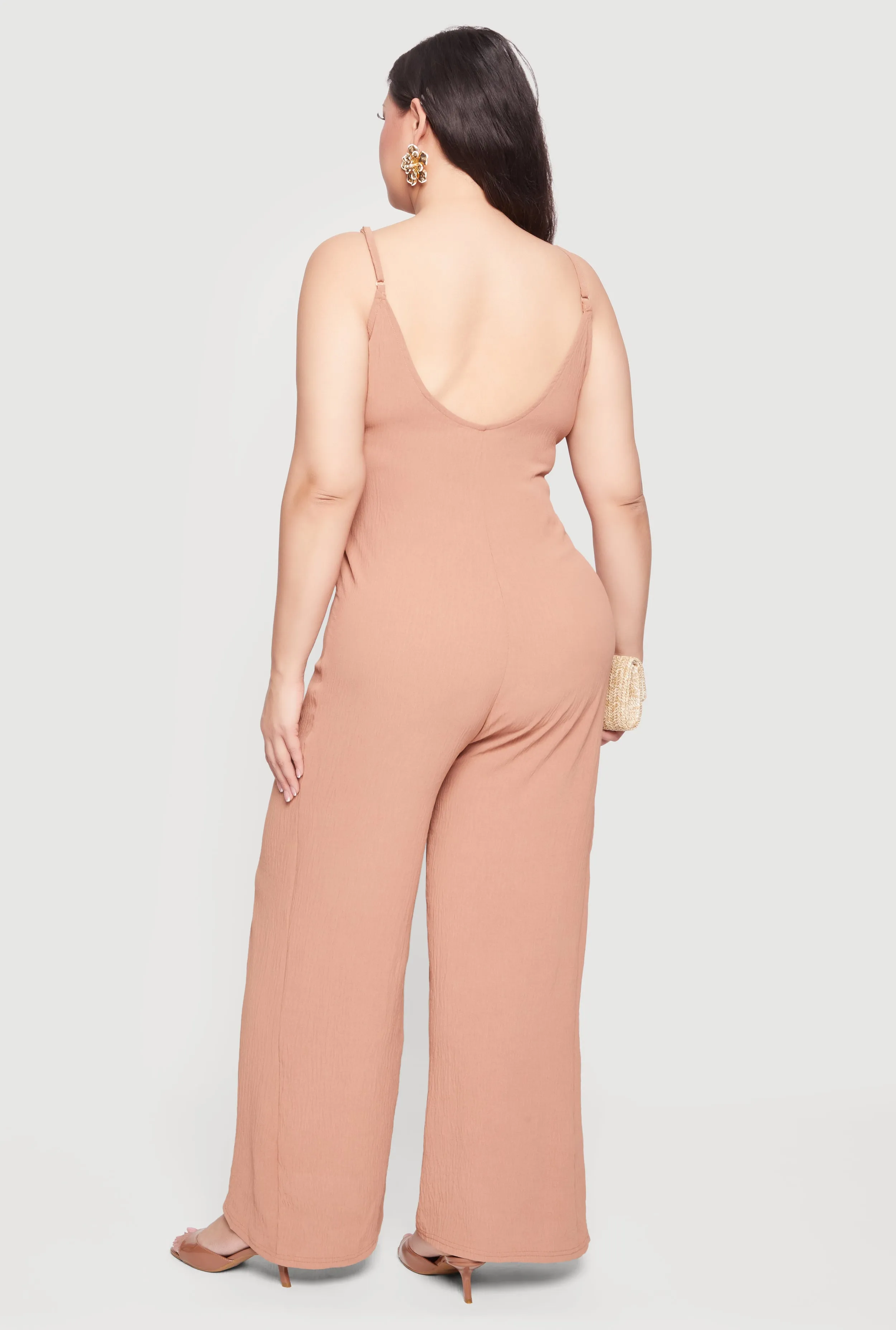 Plus Size Sleeveless V-Neck Wide Leg Jumpsuit sold by Rainbow product image thumbnail 3